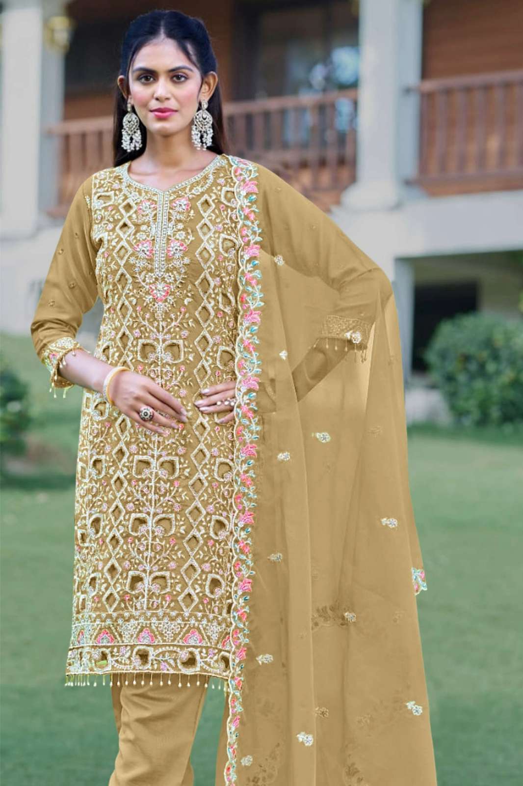 Motifz 5065 Organza Pakistani Suit with Embroidery work