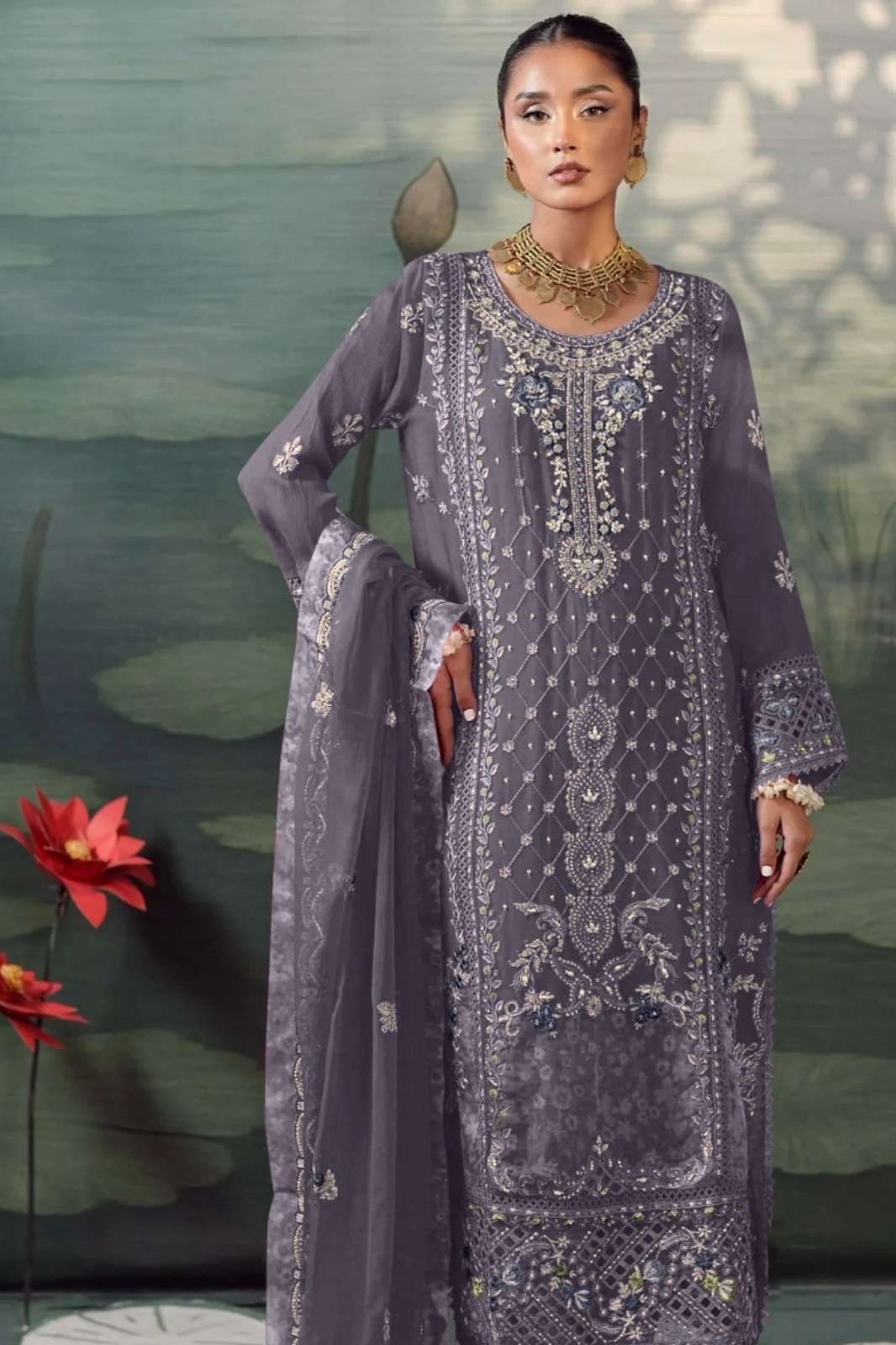 Motifz 5066 kota cheks Pakistani Suit with Embroidery khatli work
