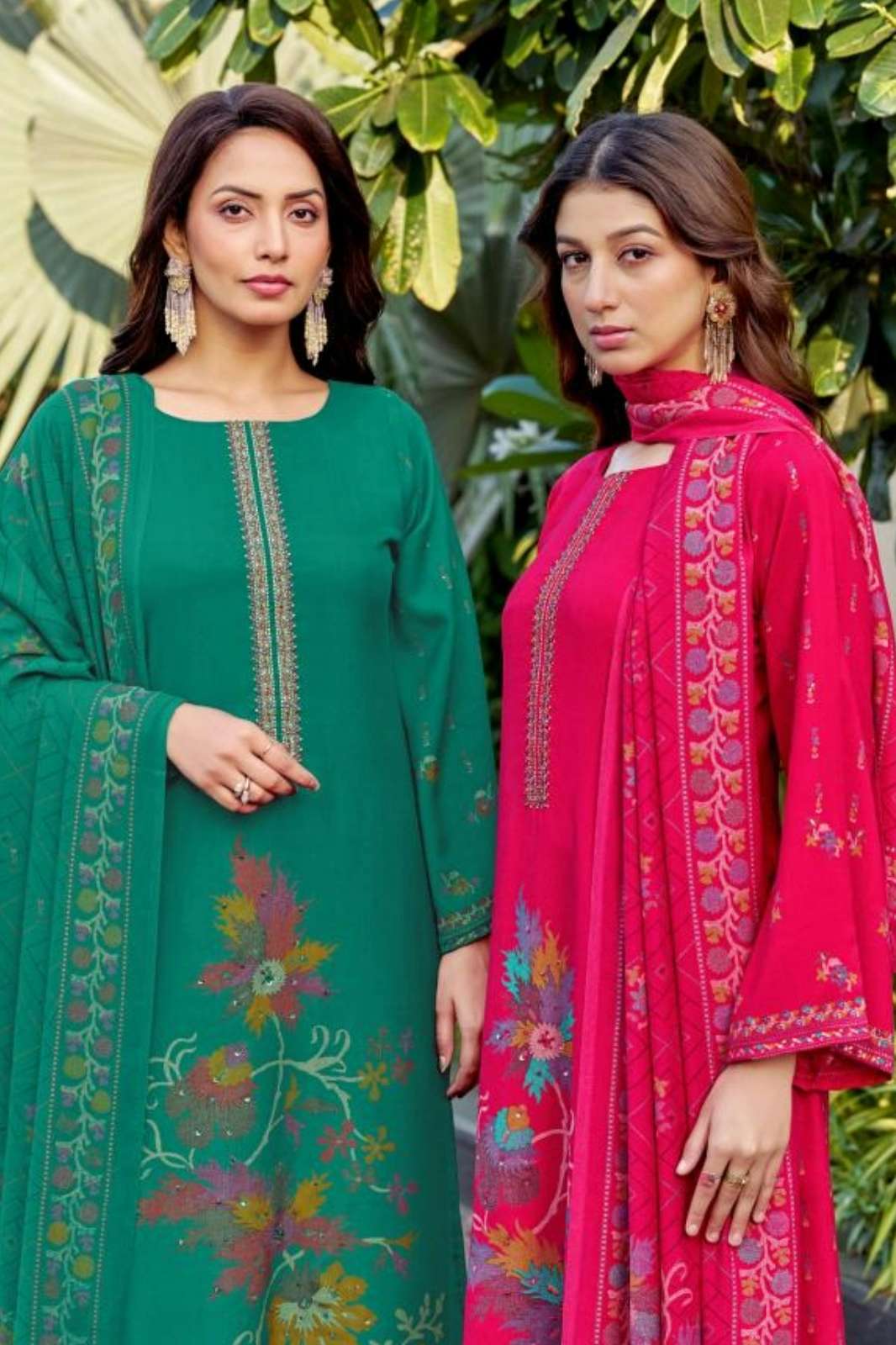 MUMTAZ ARTS JASLEEN PURE VISCOSE PASHMINA SUIT WITH HANDWORK 