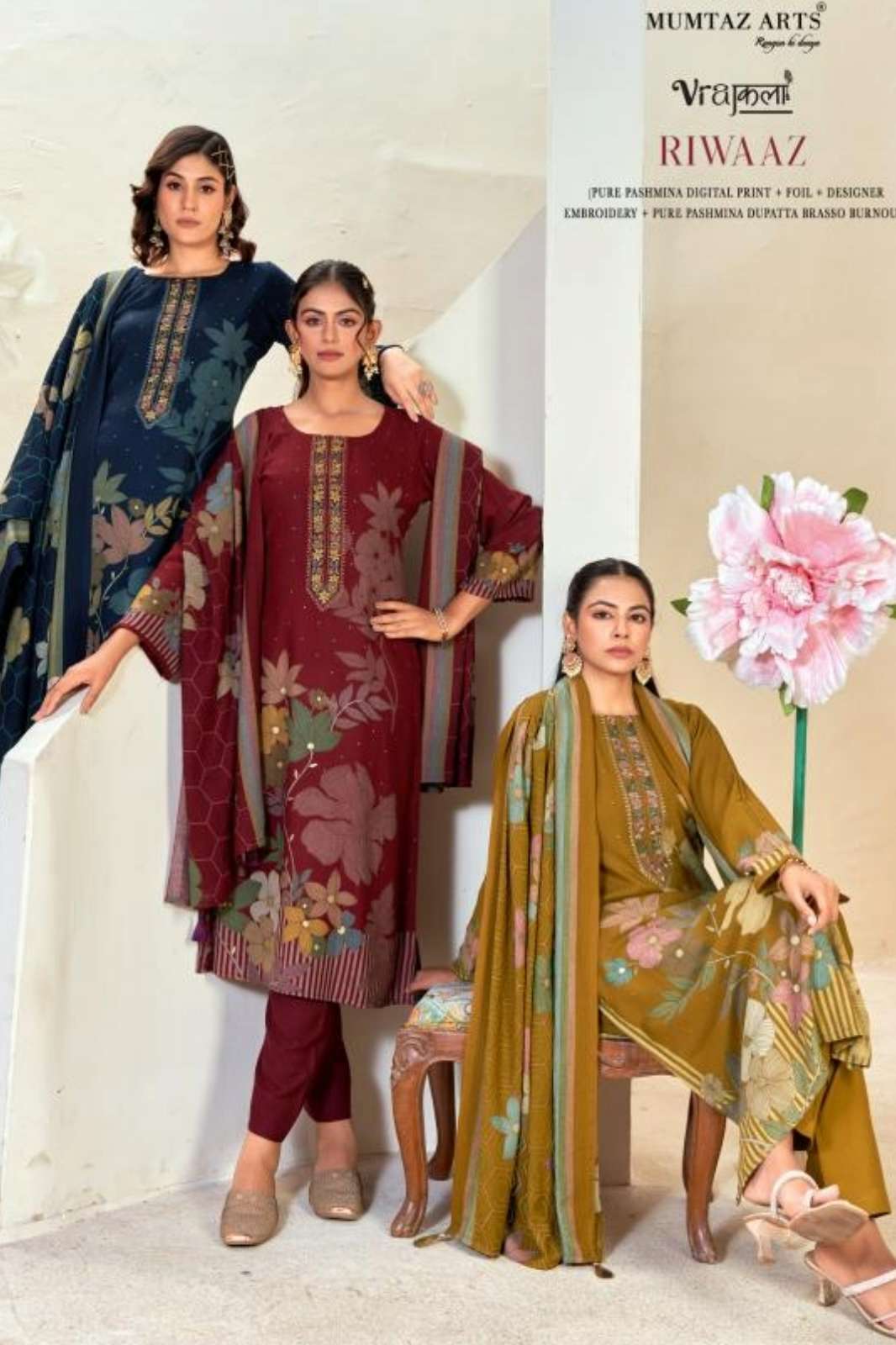 MUMTAZ ARTS RIWAAZ URE VISCOSE PASHMINA DIGITAL PRINTED PAKISTANI SUIT