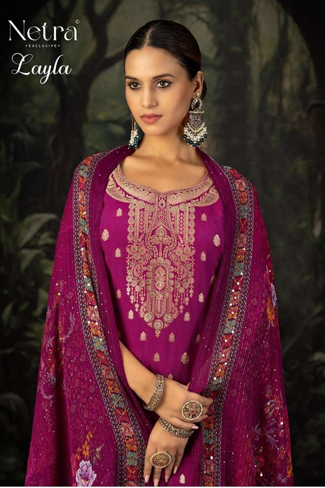 NETRA LAYLA PURE LAKHNAVI WEAVING SUIT WITH SWAROVSKI WORK  