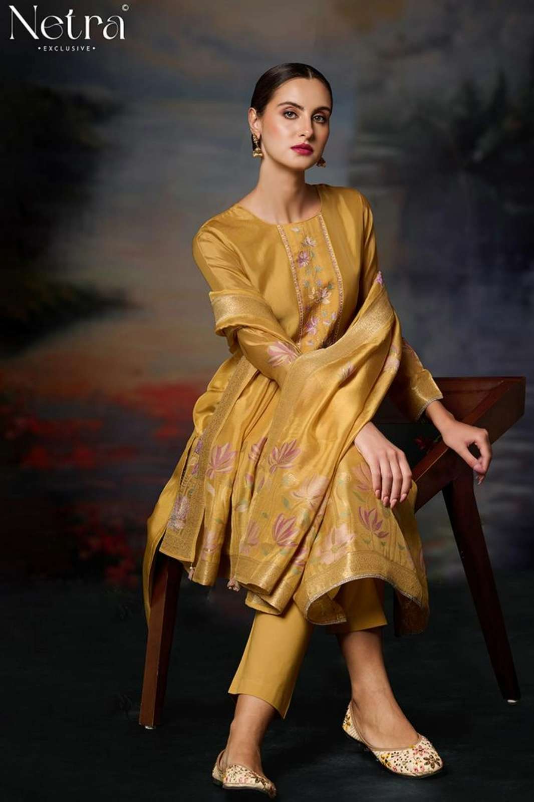 NETRA VIVYANA PREMIUM VISCOSE WOVEN SILK SUIT WITH EMBROIDERY