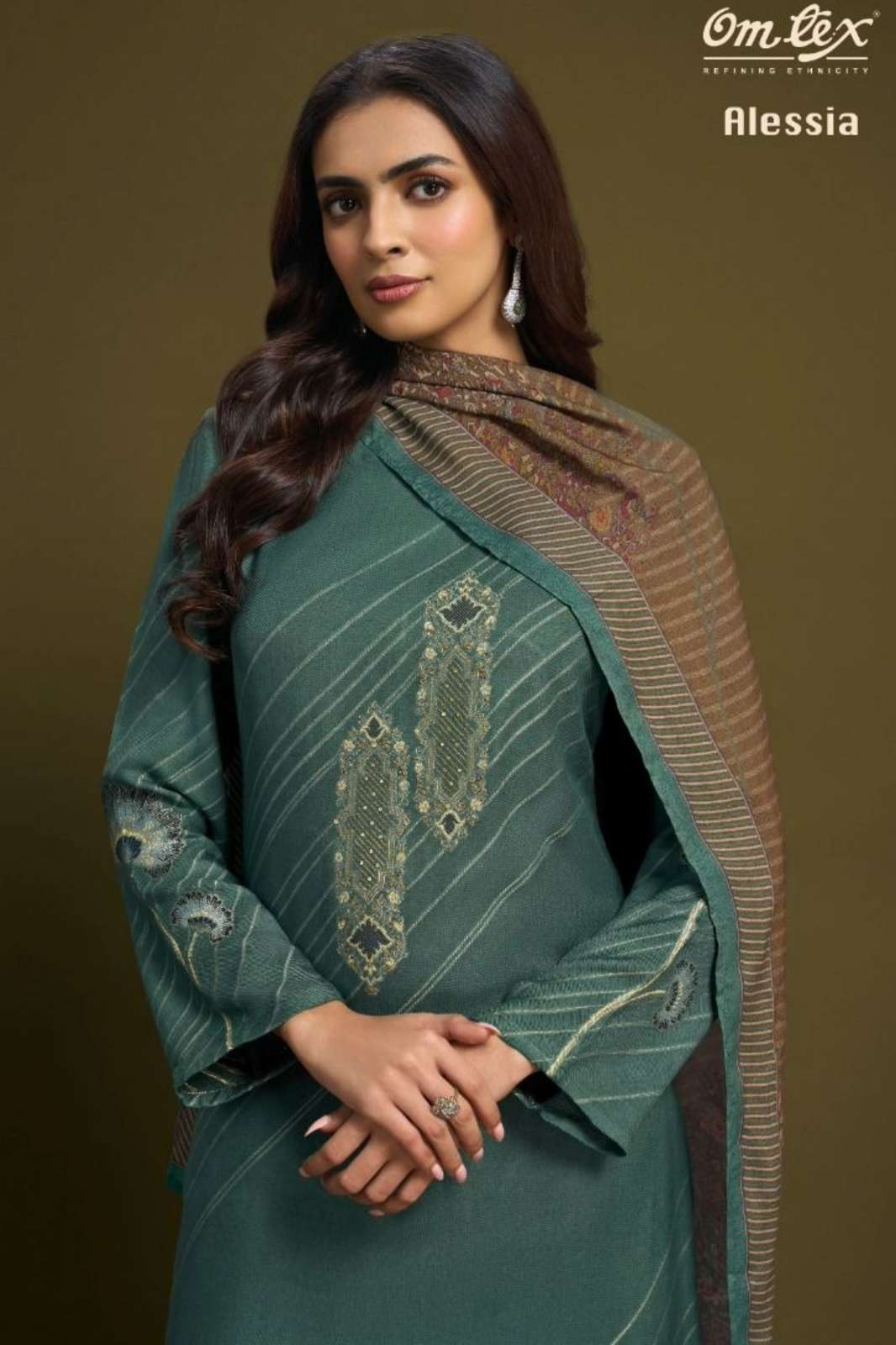 OMTEX ALESSIA PURE PASHMINA JACQAURD SUIT WITH HANDWORK
