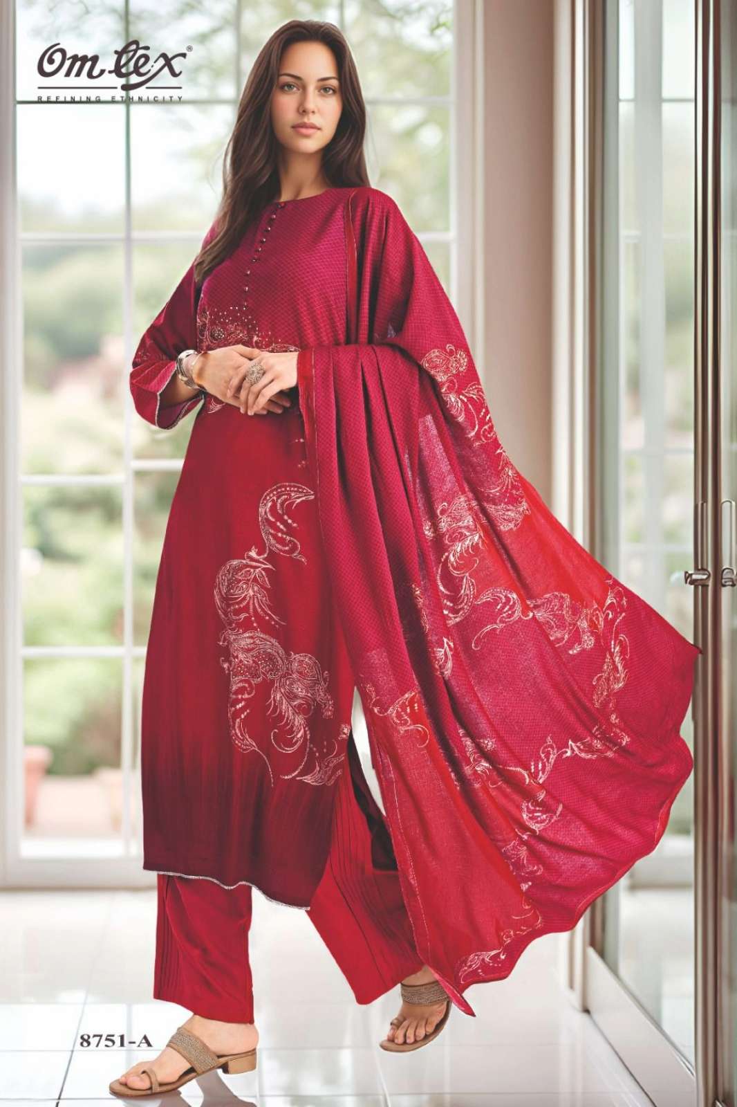 OMTEX BIANCA Pure Pashmina Digital Printed Suit With Handwork