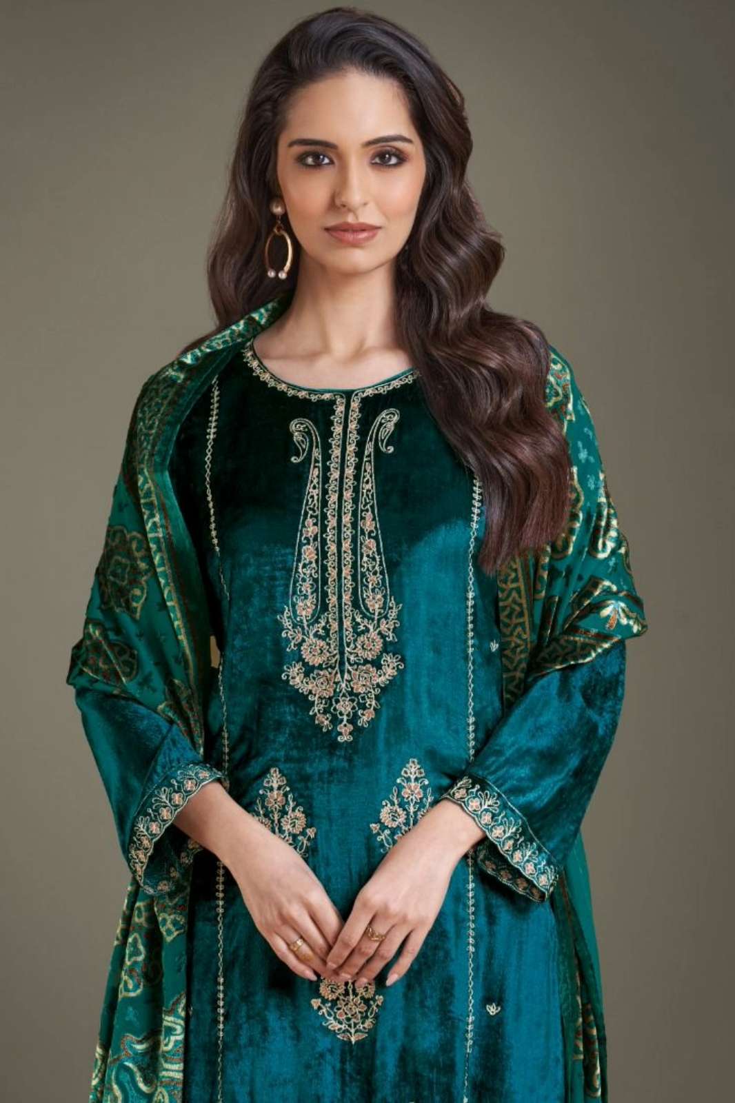 OMTEX RITHA VOL 28 PURE VISCOSE VELVET SUIT WITH EMBROIDERY