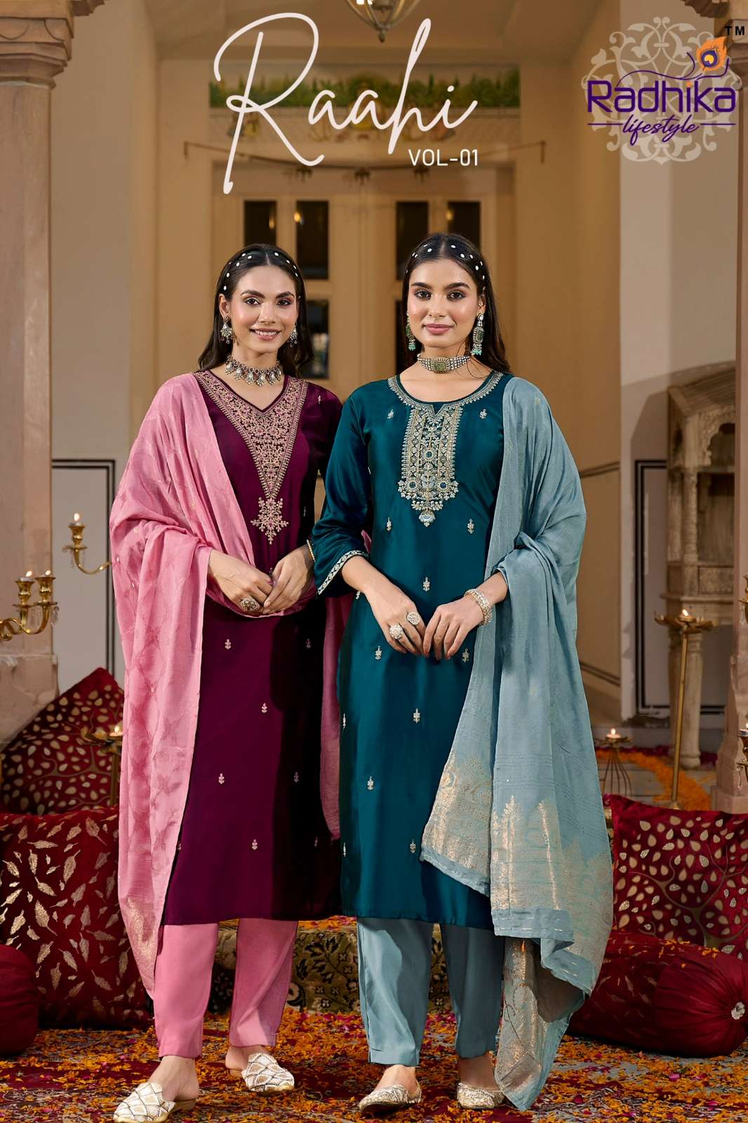 RADHIKA RAHII Vol 1 READY TO WEAR RANGEELA SILK EMBROIDERY & HAND WORK SUIT