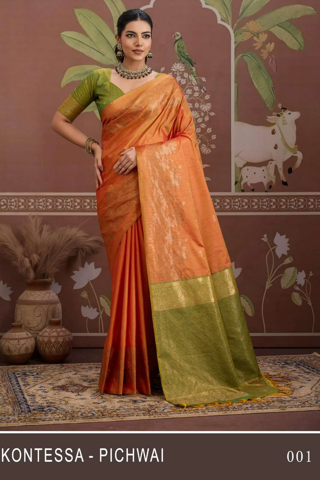 RAJTEX KONTESSA PICHWAI TUSSAR SILK HANDLOOM WEAVING SAREE