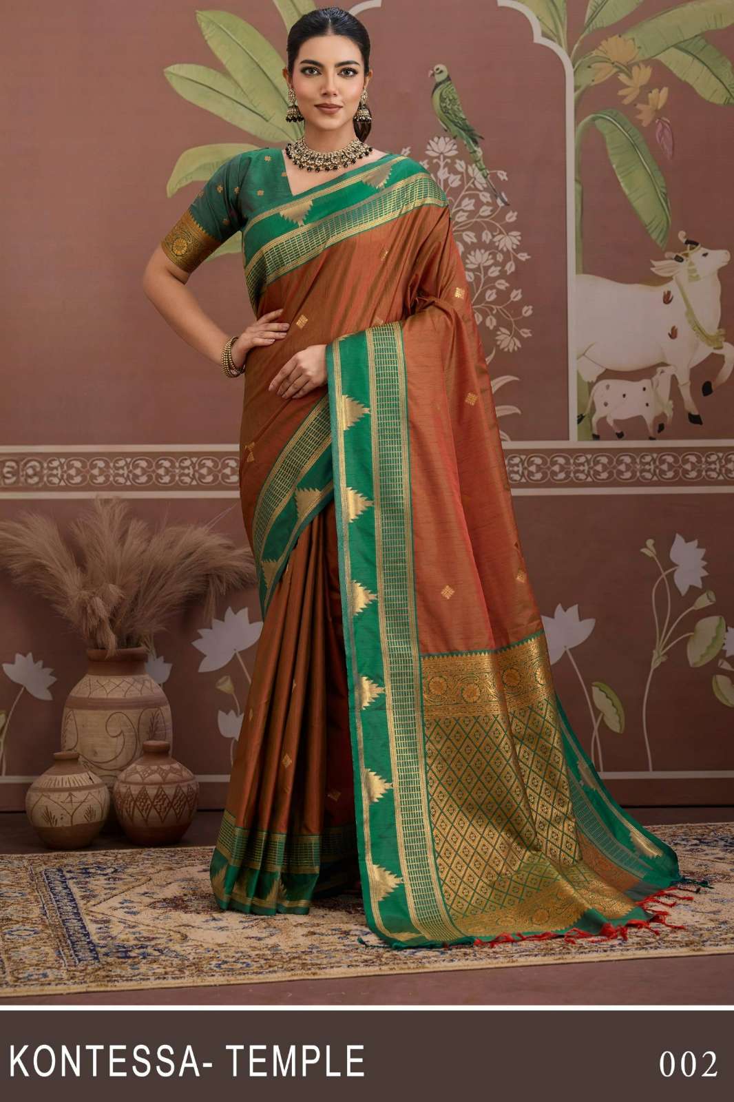 Rajtex Kontessa Temple 001 TO 006 Tussar Silk Handloom Weaving Saree
