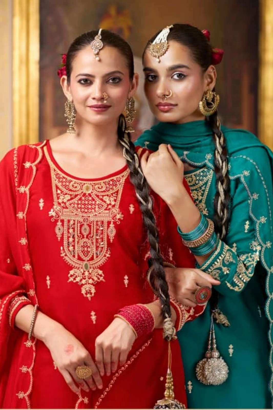 Rangoon CHANDANI Ready to Wear Silk Suit With Hand Mirror Work