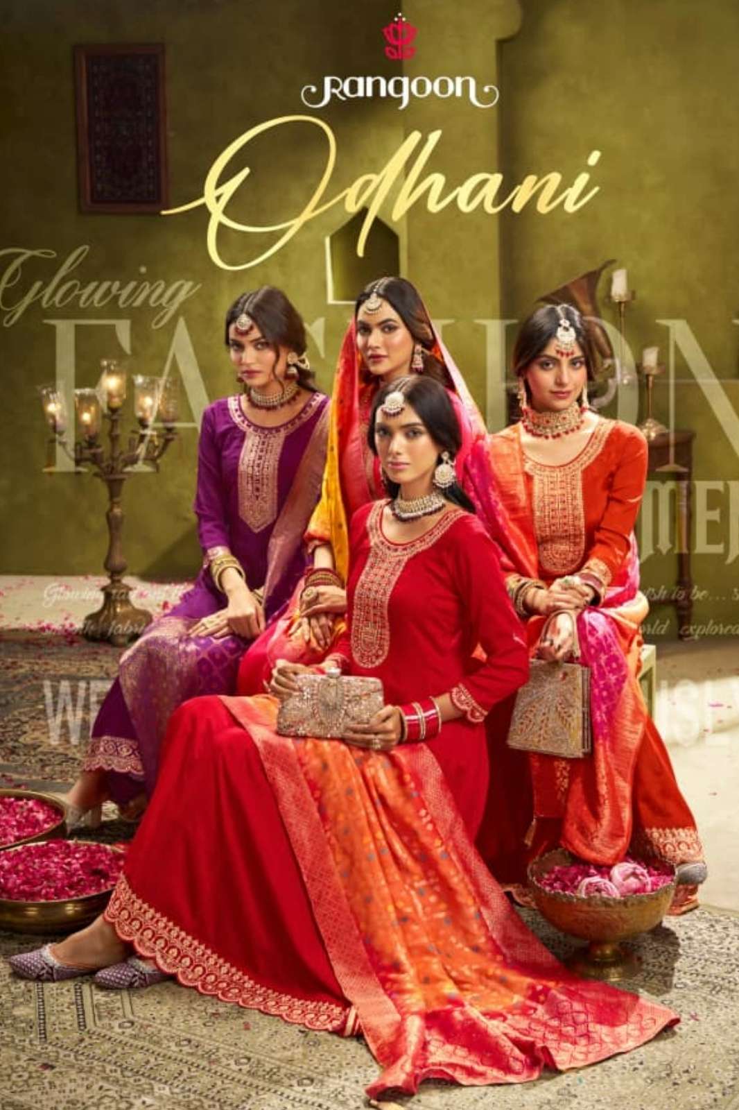 Rangoon ODHANI Ready to Wear Chinon Silk Suit With Fancy Work & Mirror Work