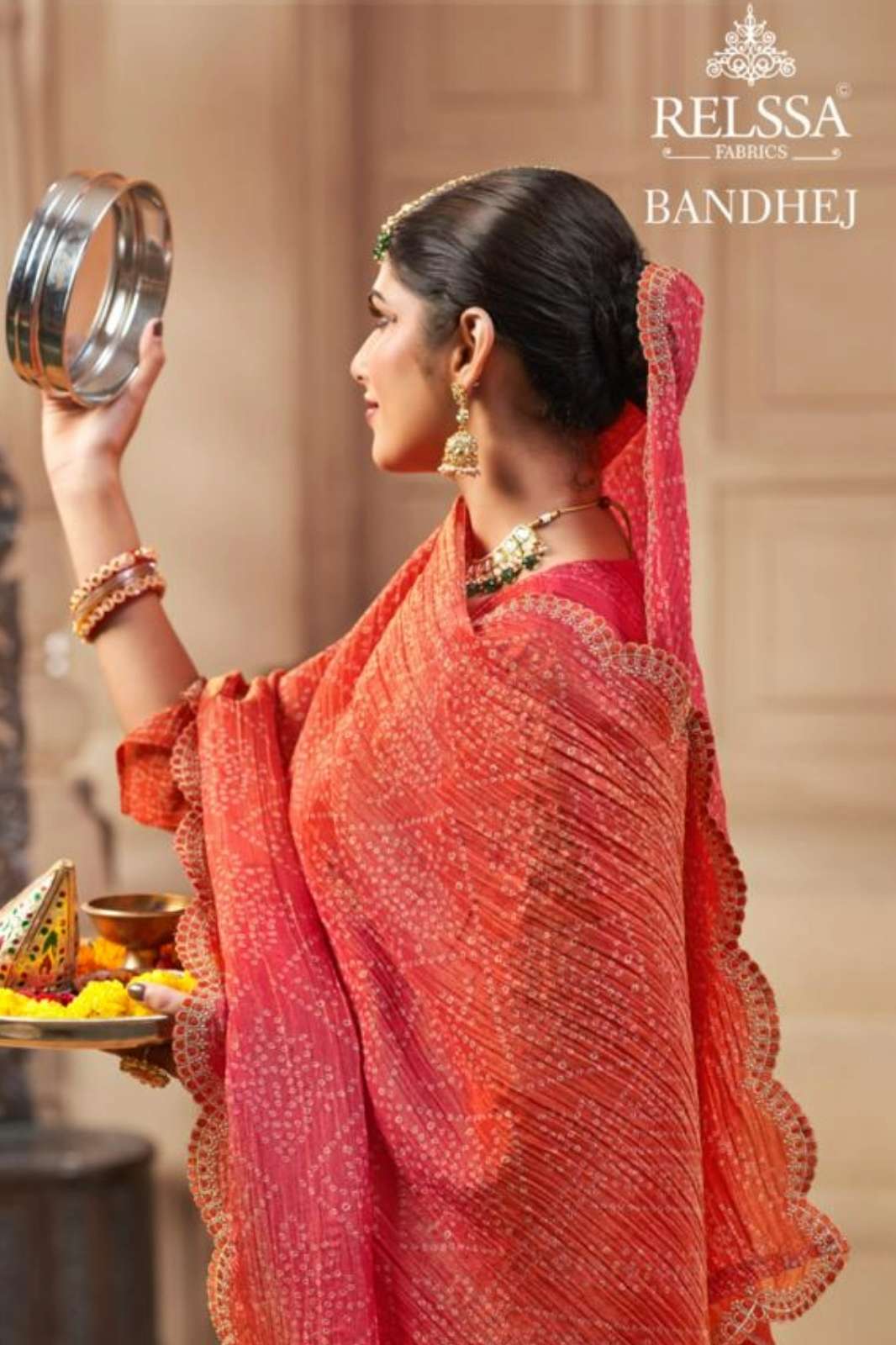 RELSSA BANDHEJ SIMMER TISSU EXCLUSIVE EMBROIDERY HAND WORK SUIT 