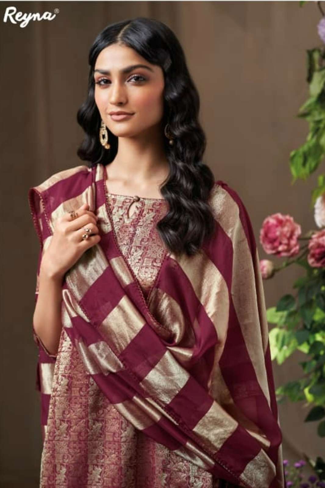 REYNA ELIN PREMIUM PURE BANARSI BROCADE SUIT WITH CORDING EMBROIDERY