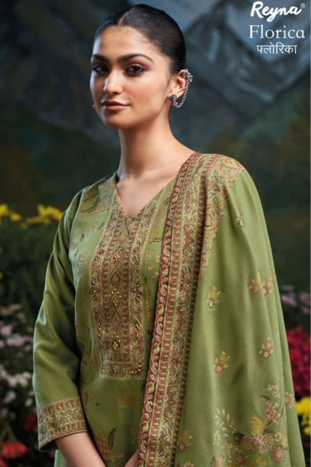 REYNA FLORICA PREMIUM PASHMINA SUIT WITH HANDWORK