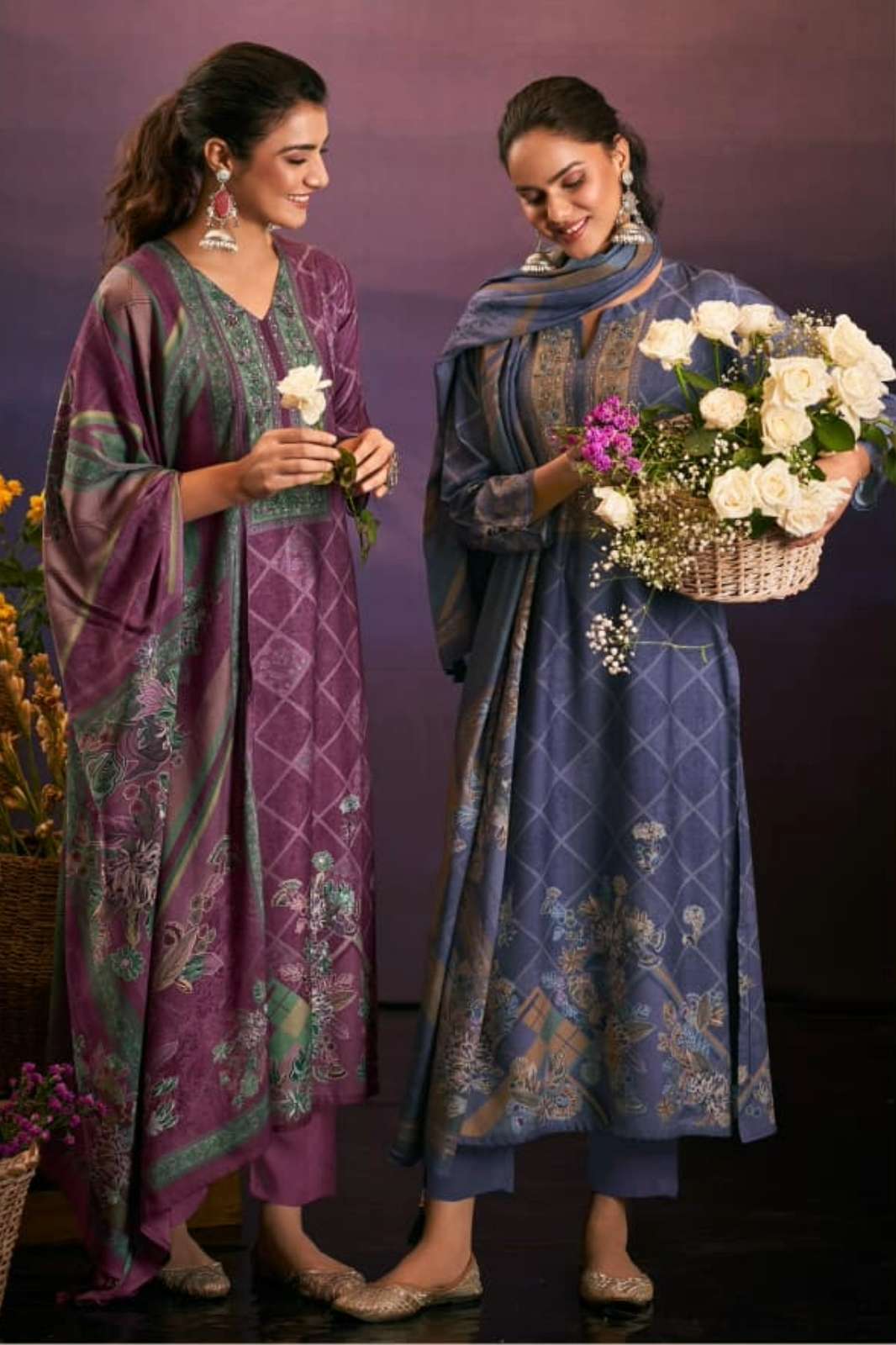 REYNA HASEENA PURE PASHMINA DIGITAL PRINTED SUIT WITH HANDWORK