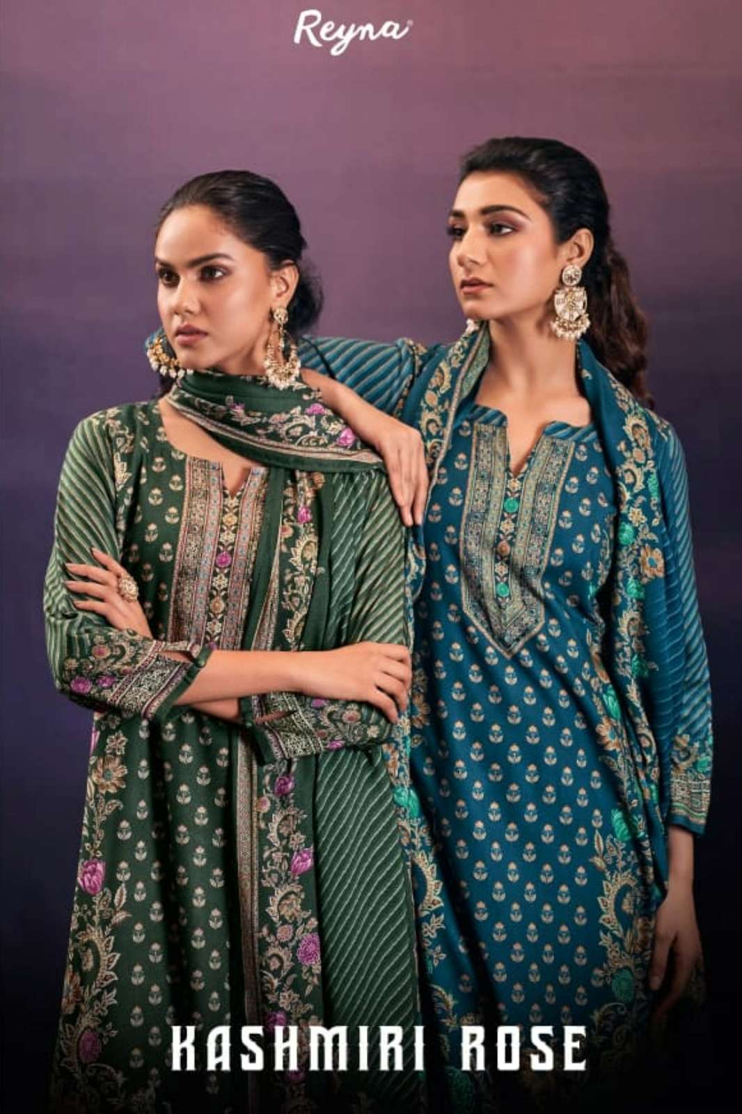 REYNA KASHMIRI ROSE PREMIUM PURE PASHMINA SUIT WITH HANDWORK
