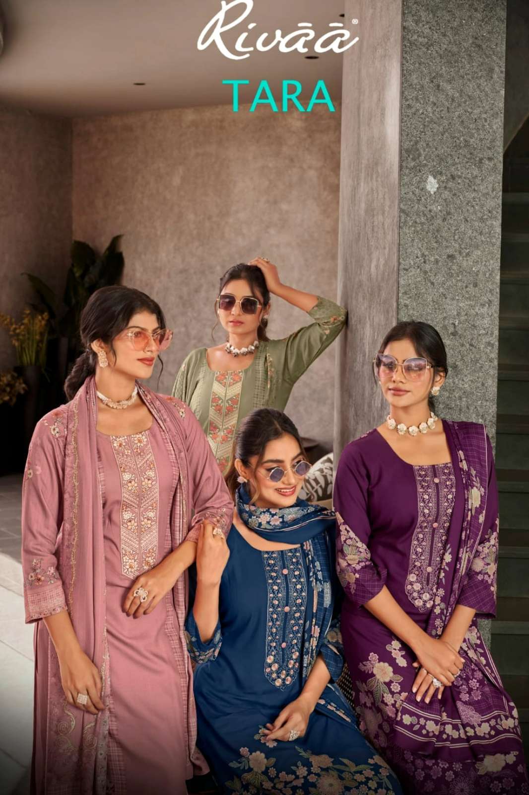 RIVAA TARA PURE VISCOSE PASHΜΙΝΑ SUIT WITH EMBROIDERY WORK