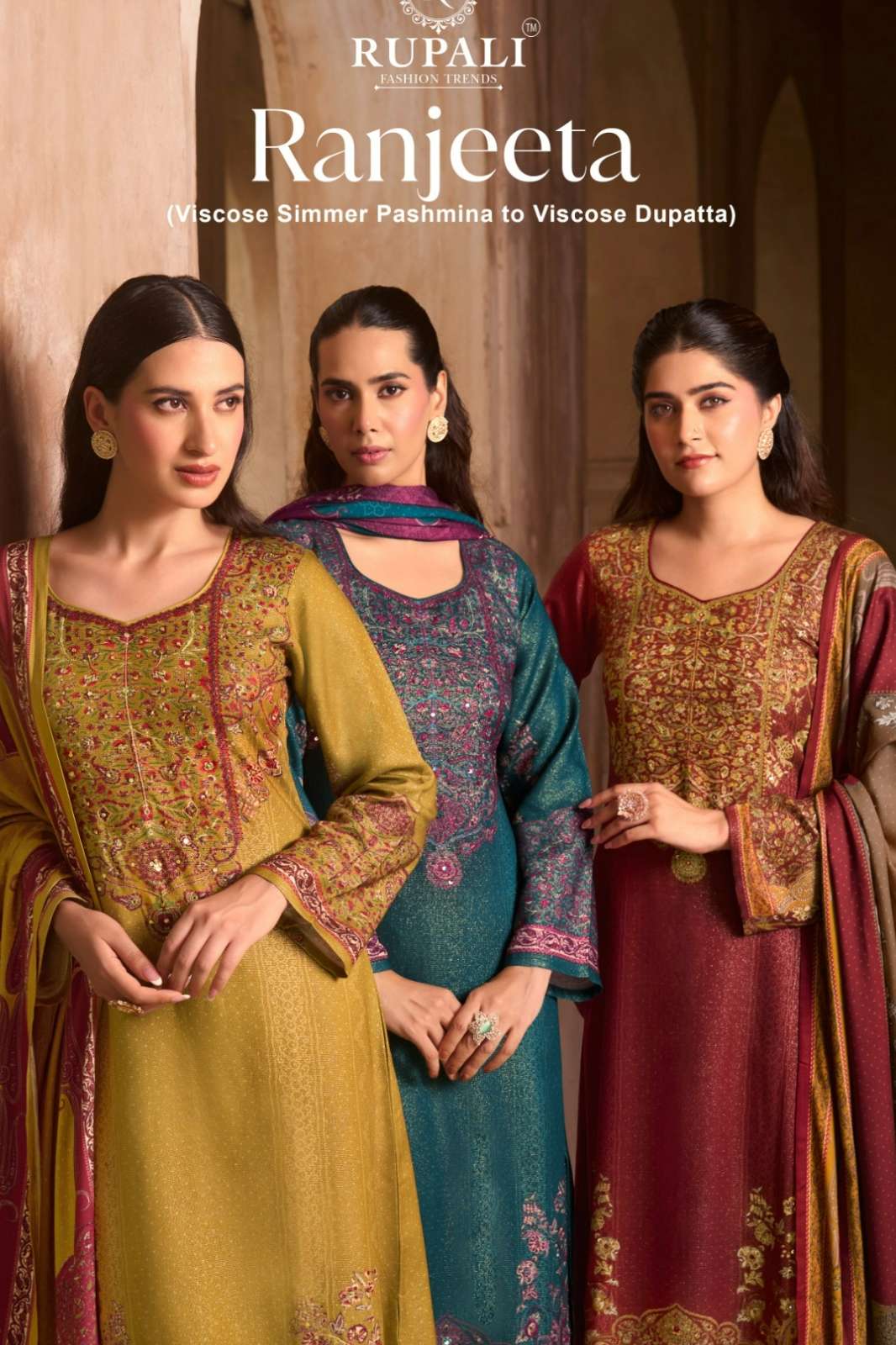 RUPALI ARANJEETA PURE VISCOSE PASHMINA SHIMMER TISSUE DIGITAL PRINTED SUIT 