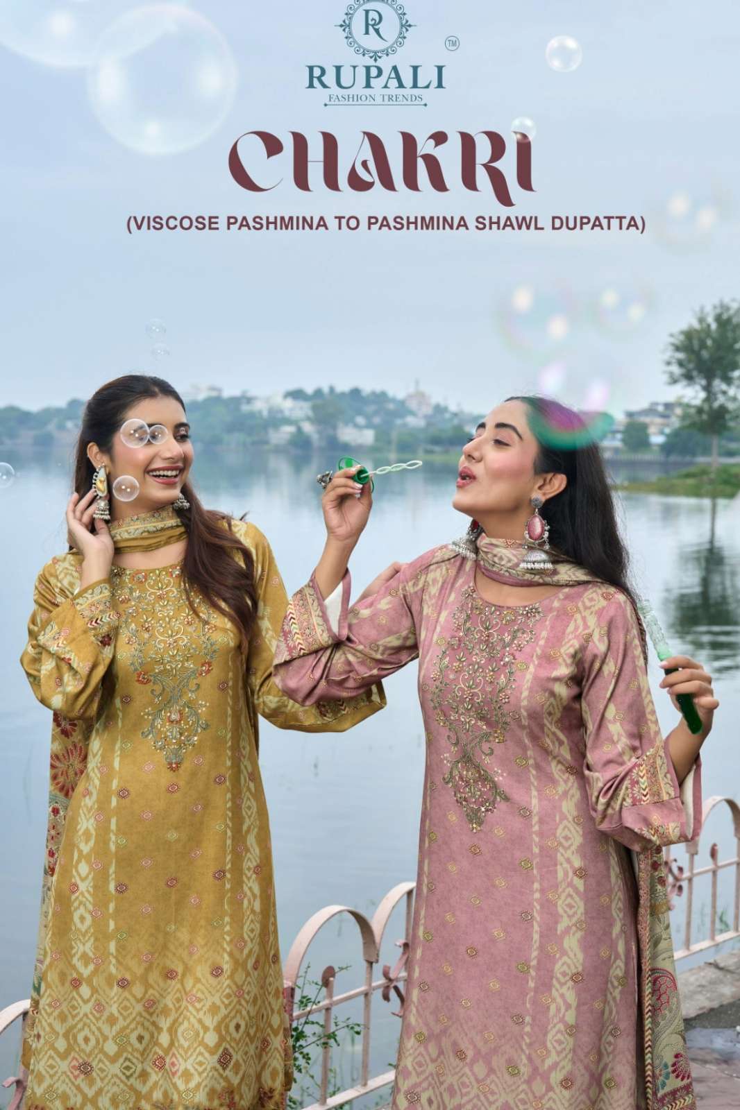 RUPALI FASHION CHAKRI URE VISCOSE PASHMINA SUIT WITH HANDWORK 