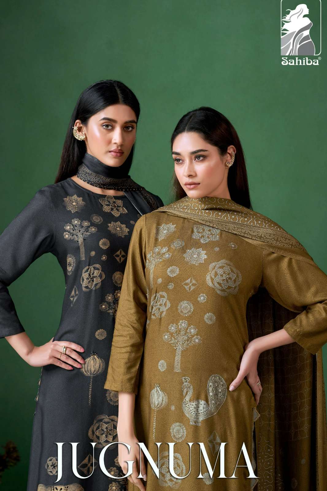 SAHIBA JUGNUMA PURE PASHMINA TWILL DIGITAL PRINTED SUIT WITH HAND WORK