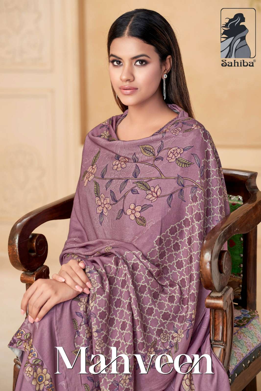 SAHIBA MAHVEEN PURE PASHMINA TWILL DIGITAL PRINTED SUIT WITH HAND WORK