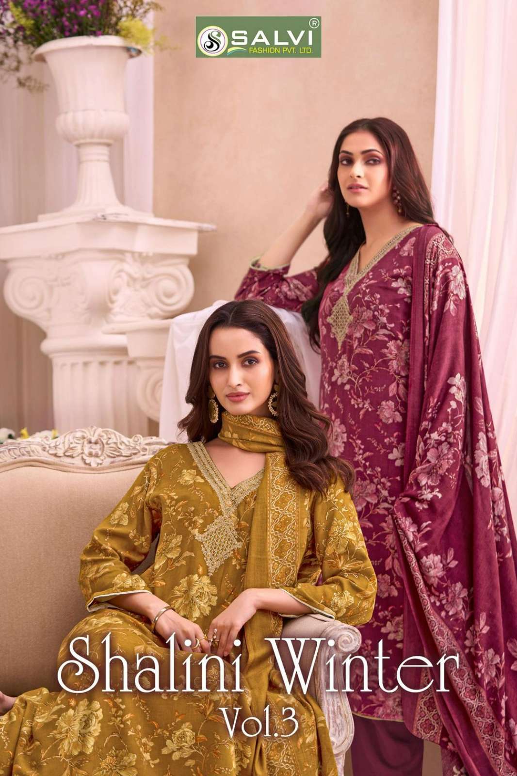 SALVI FASHION SHALINI WINTER VOL NO 3 VISCOSE PASHMINA SUIT WITH EMBROIDERY WORK 