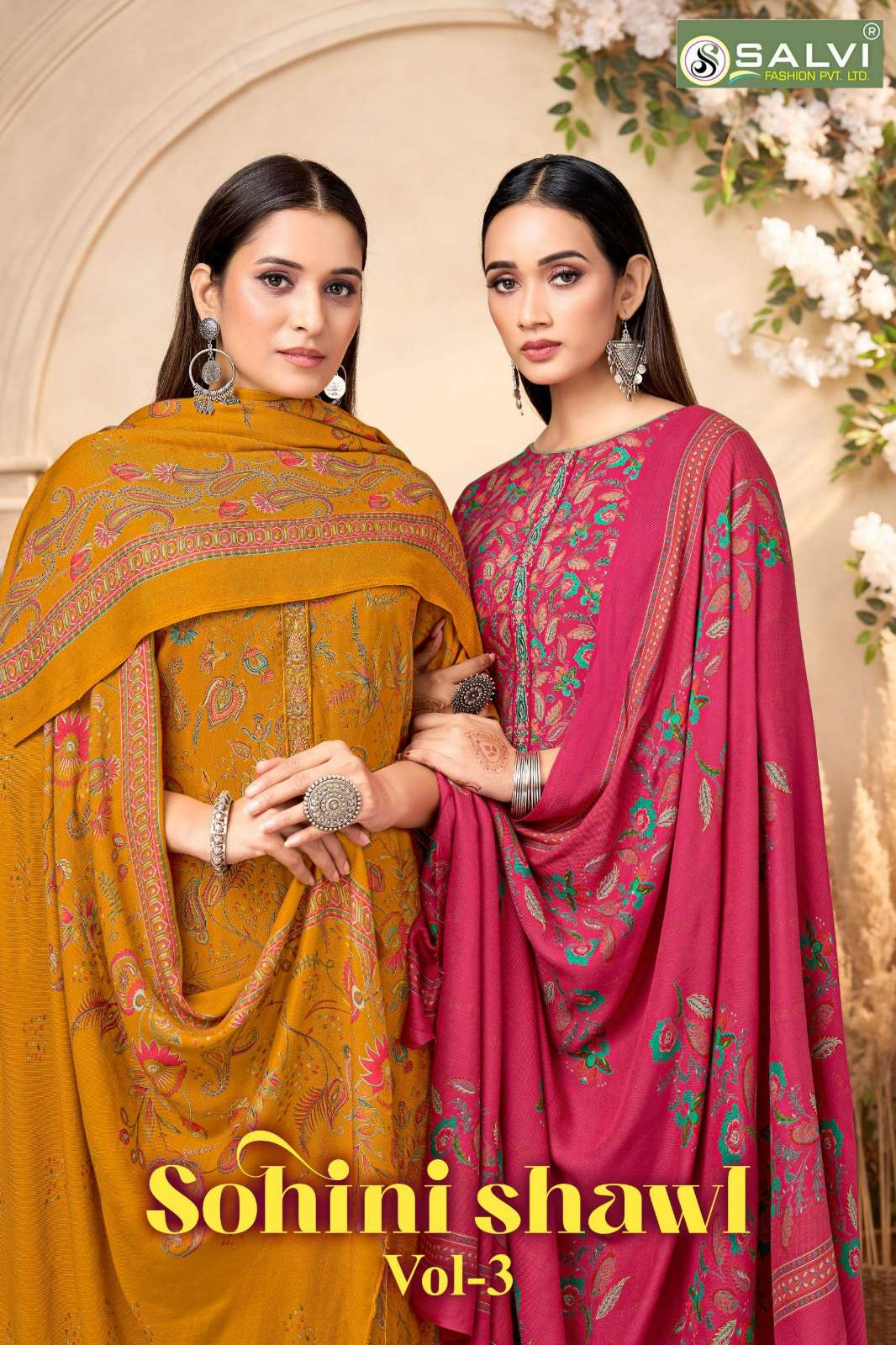SALVI FASHION SOHINI SHAWL VOL NO 3 VISCOSE PASHMINA SUIT WITH EMBROIDERY