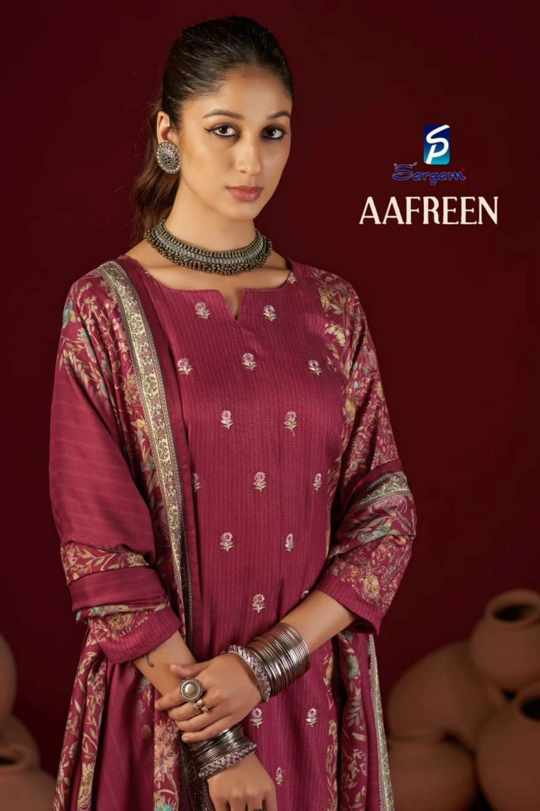 Sargam AAFREEN Pure Viscose Pasmina Simmer Suit With Embroidery Work