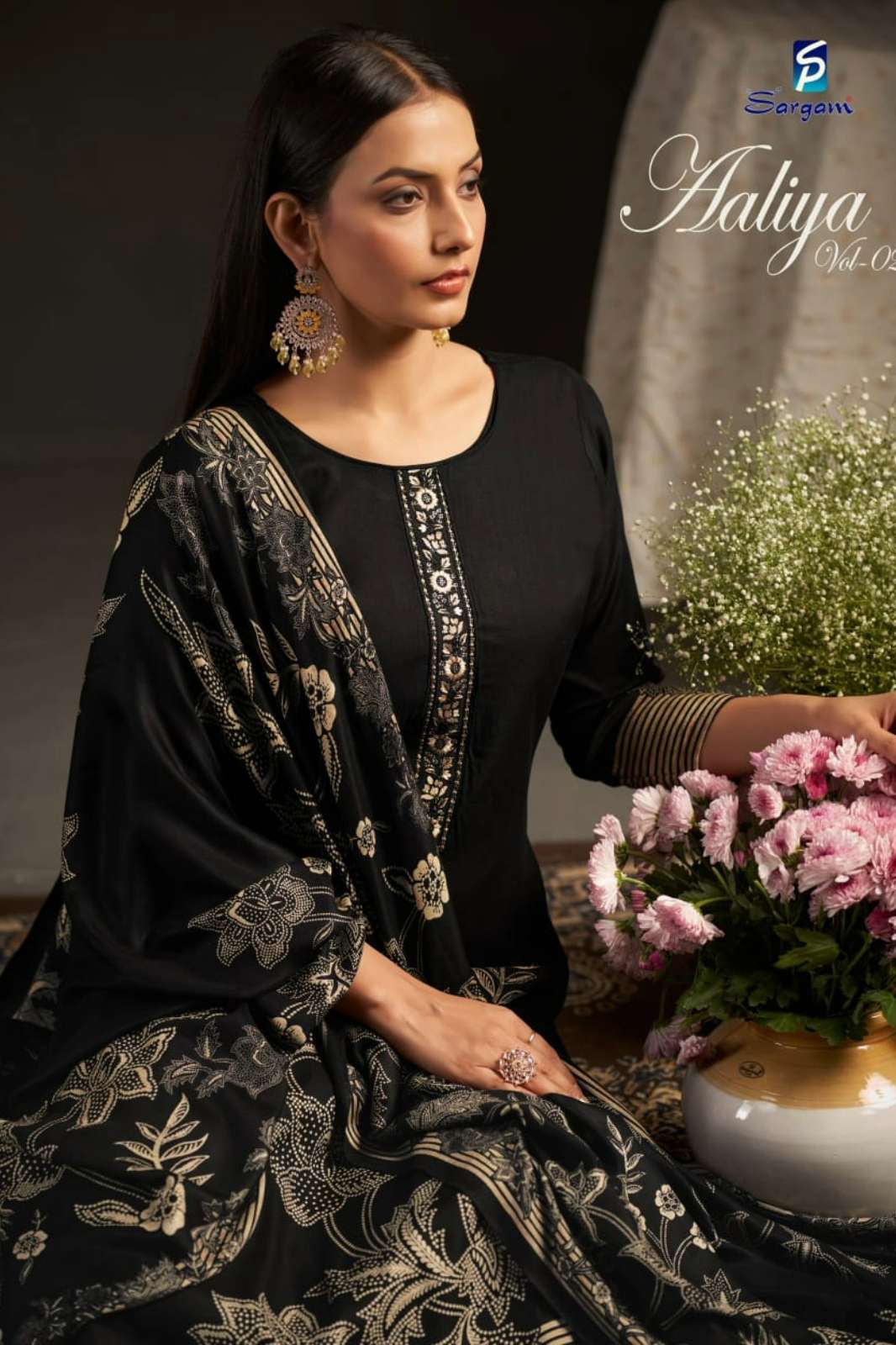 SARGAM AALIYA VOL 2 Pure Viscosev Pasmina Digitally Printed Suit With Embroidery Work