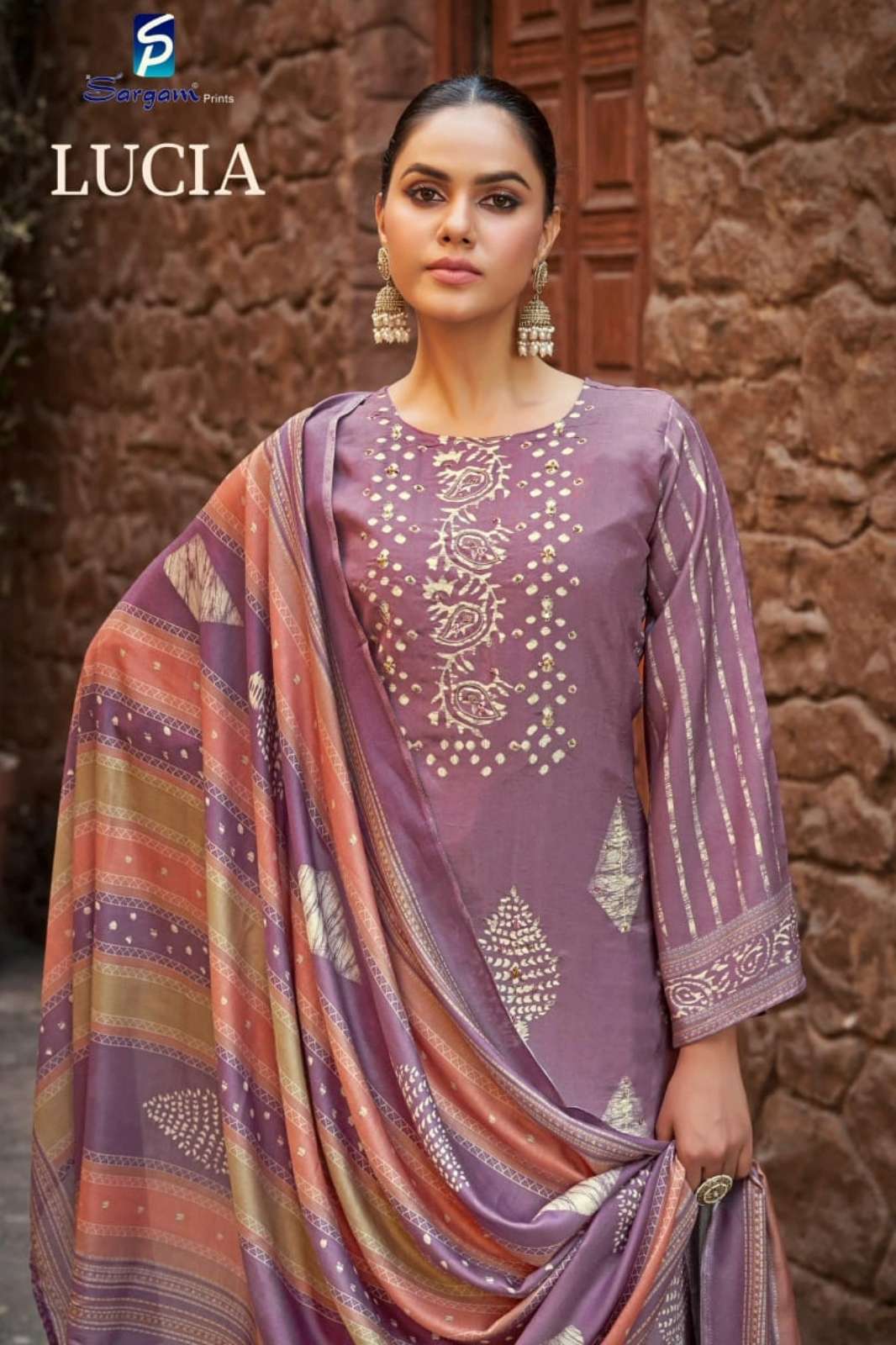 SARGAM LUCIA Pure Bemberg Muslin Digital Printed Suit With Hand Work 