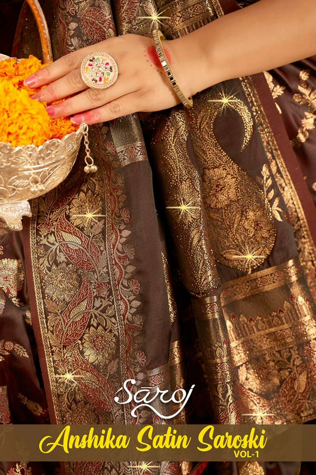Saroj Anshika Satin Saroski 1 Pure Satin Silk Designer Rich Pallu Saree