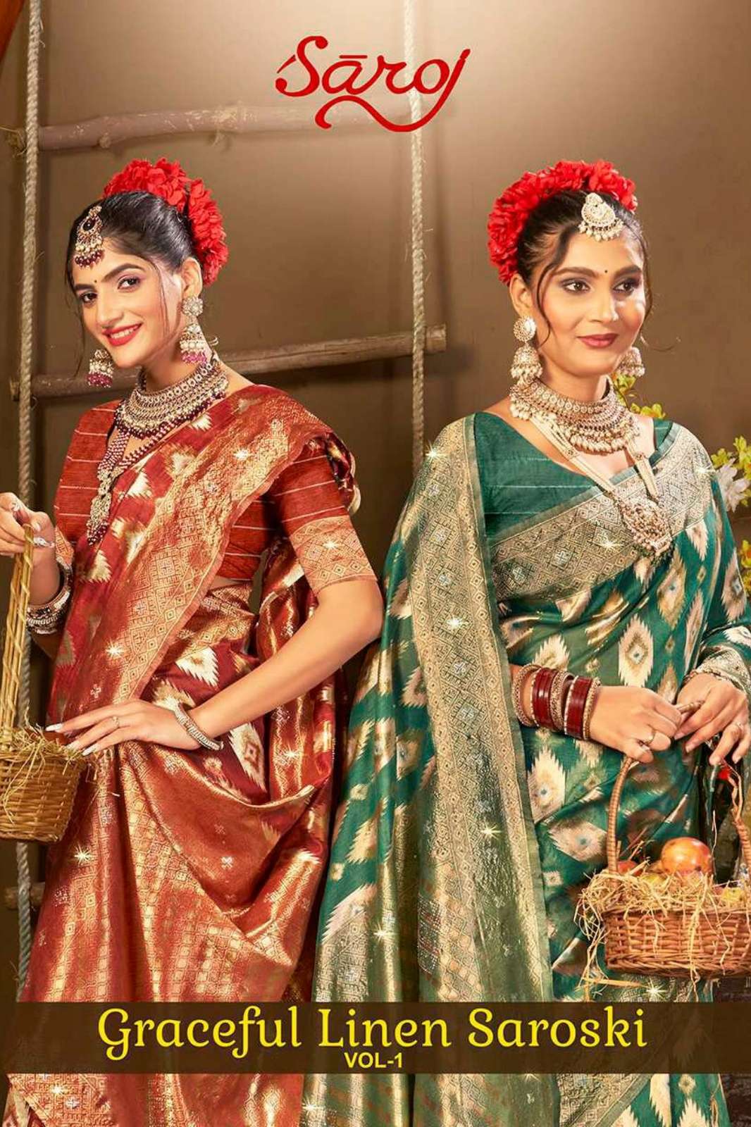 Saroj Graceful linen saroski 1 Indian Women Designer Linen Saree