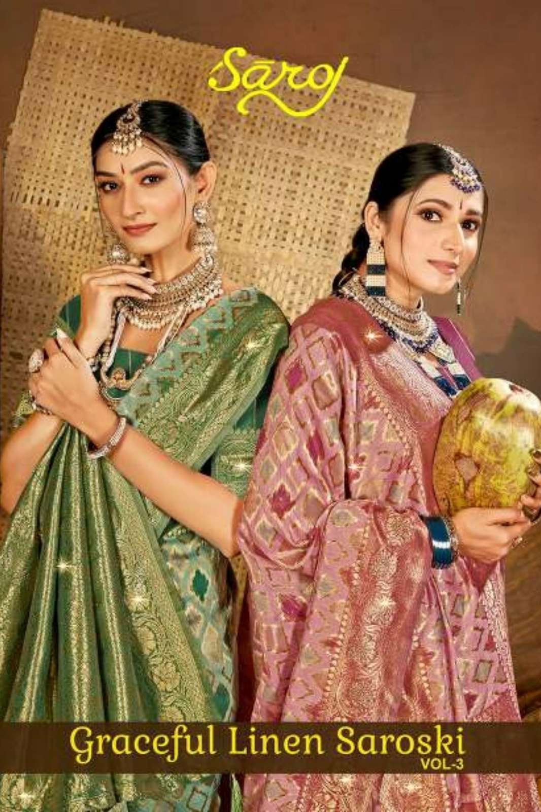 Saroj Graceful linen saroski 3 Indian Women Designer Linen Saree