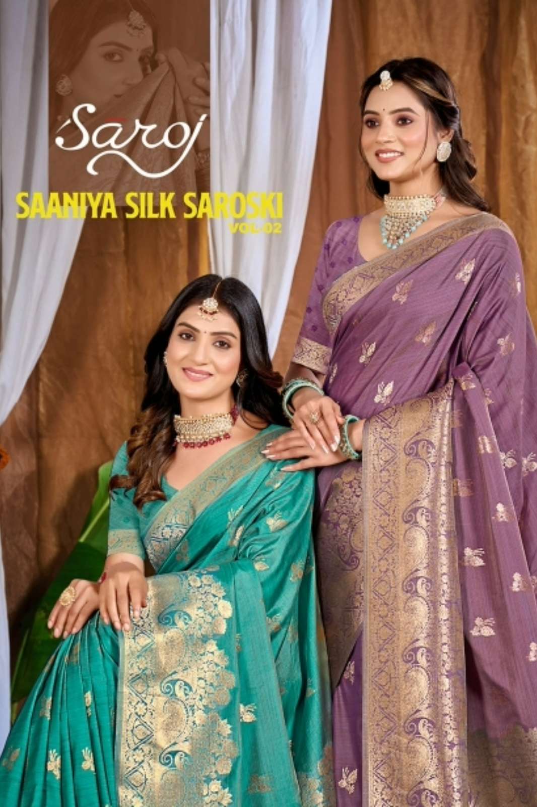 Saroj Saaniya Silk Swaroski 2 Semi Satin Designer Rich Pallu Saree