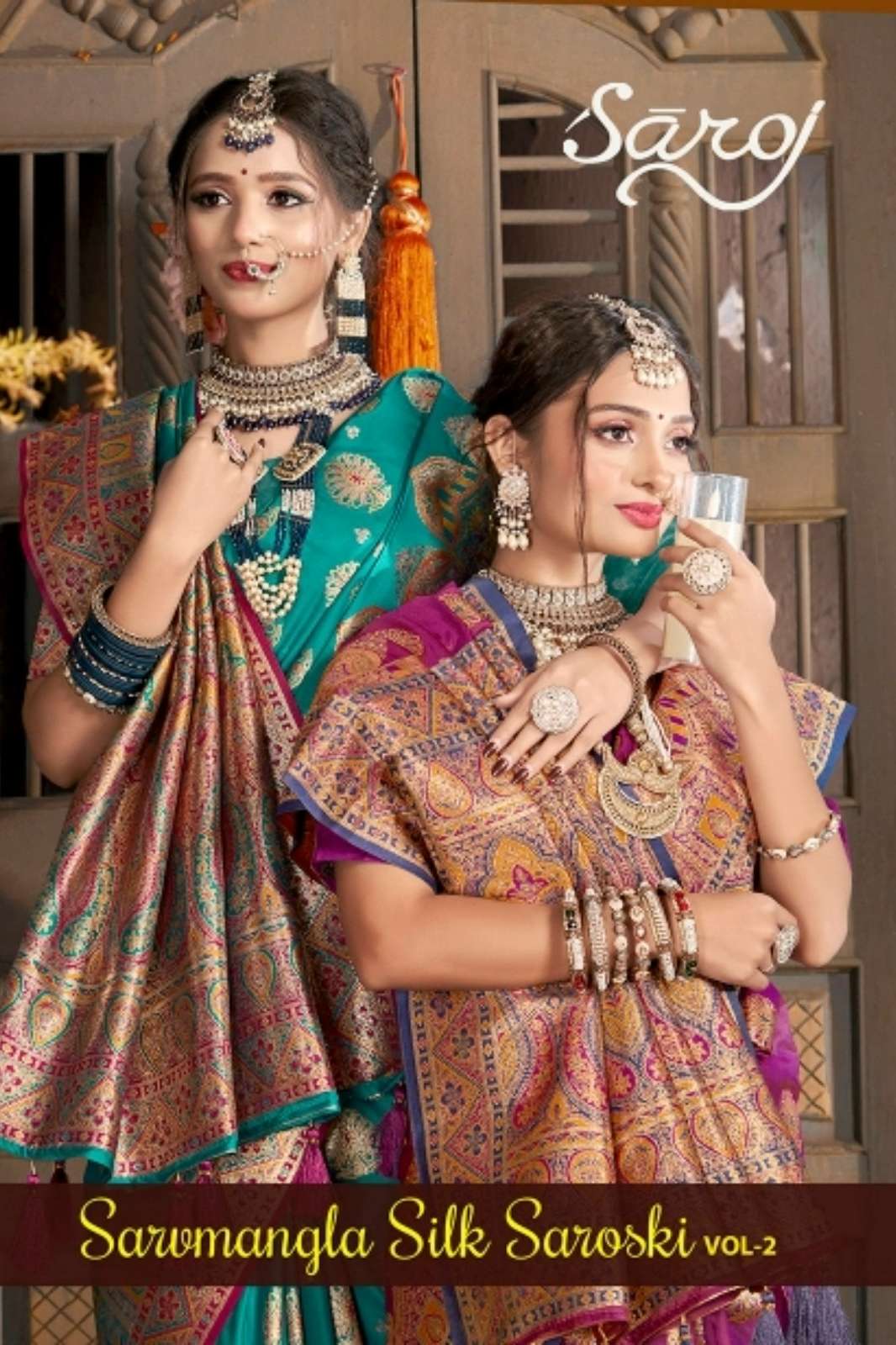 Saroj Sarvmangla silk saroski 2 Satin Silk Meena Design Saree