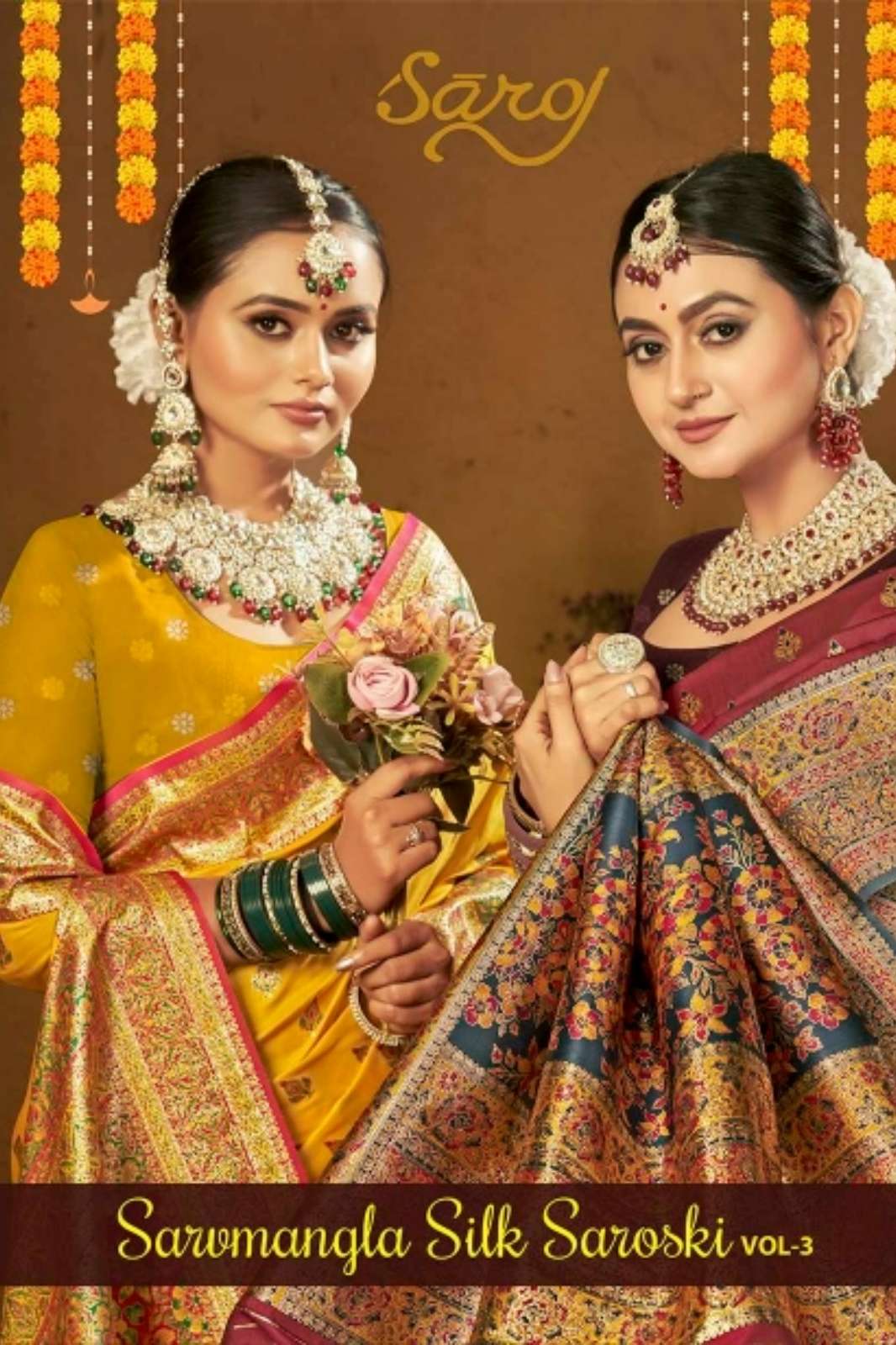 Saroj Sarvmangla silk saroski 3 Satin Silk Meena Design Saree