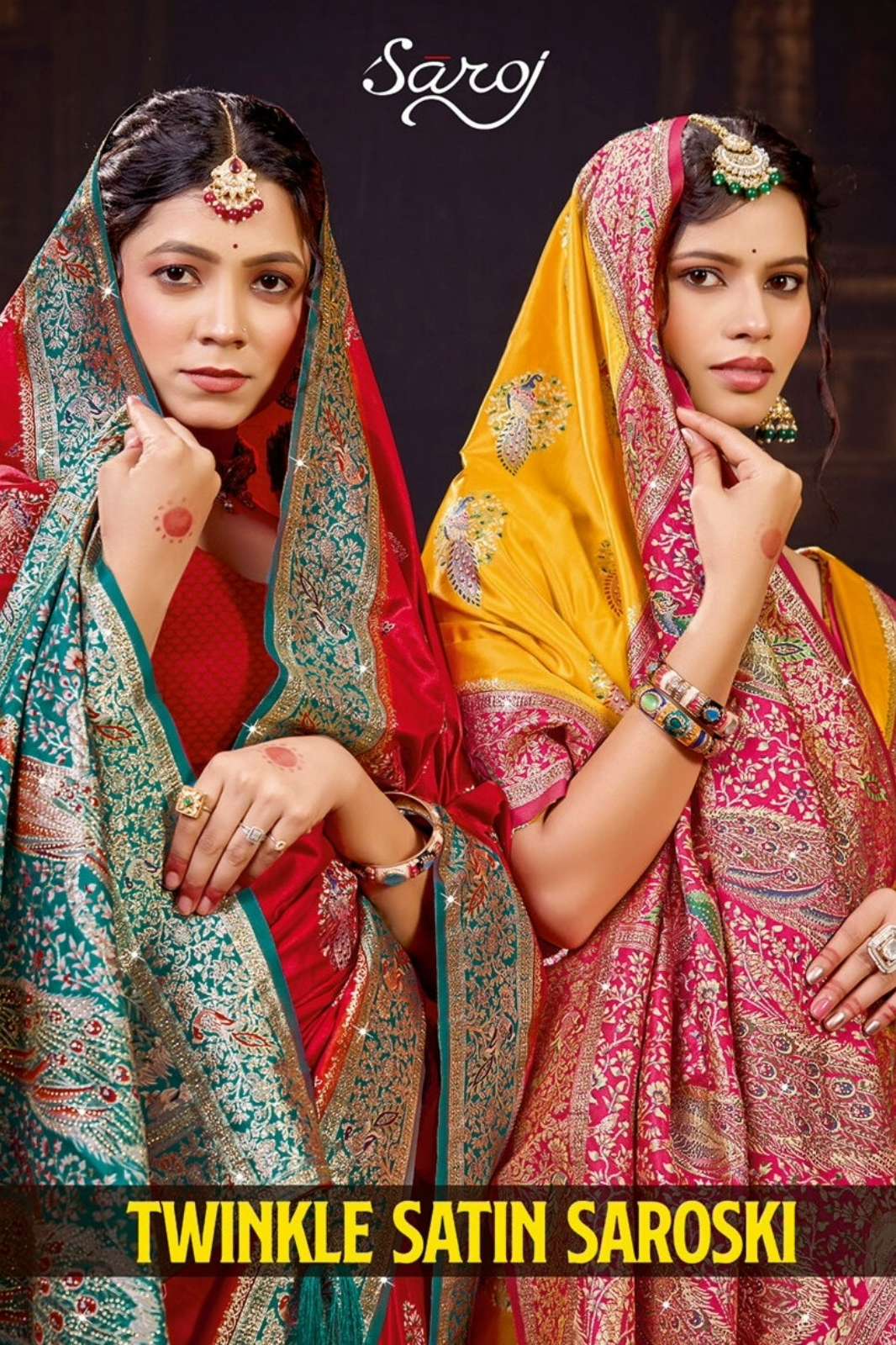 Saroj Twinkle Sattin Saroski Pure Satin Silk Rich Pallu Saree