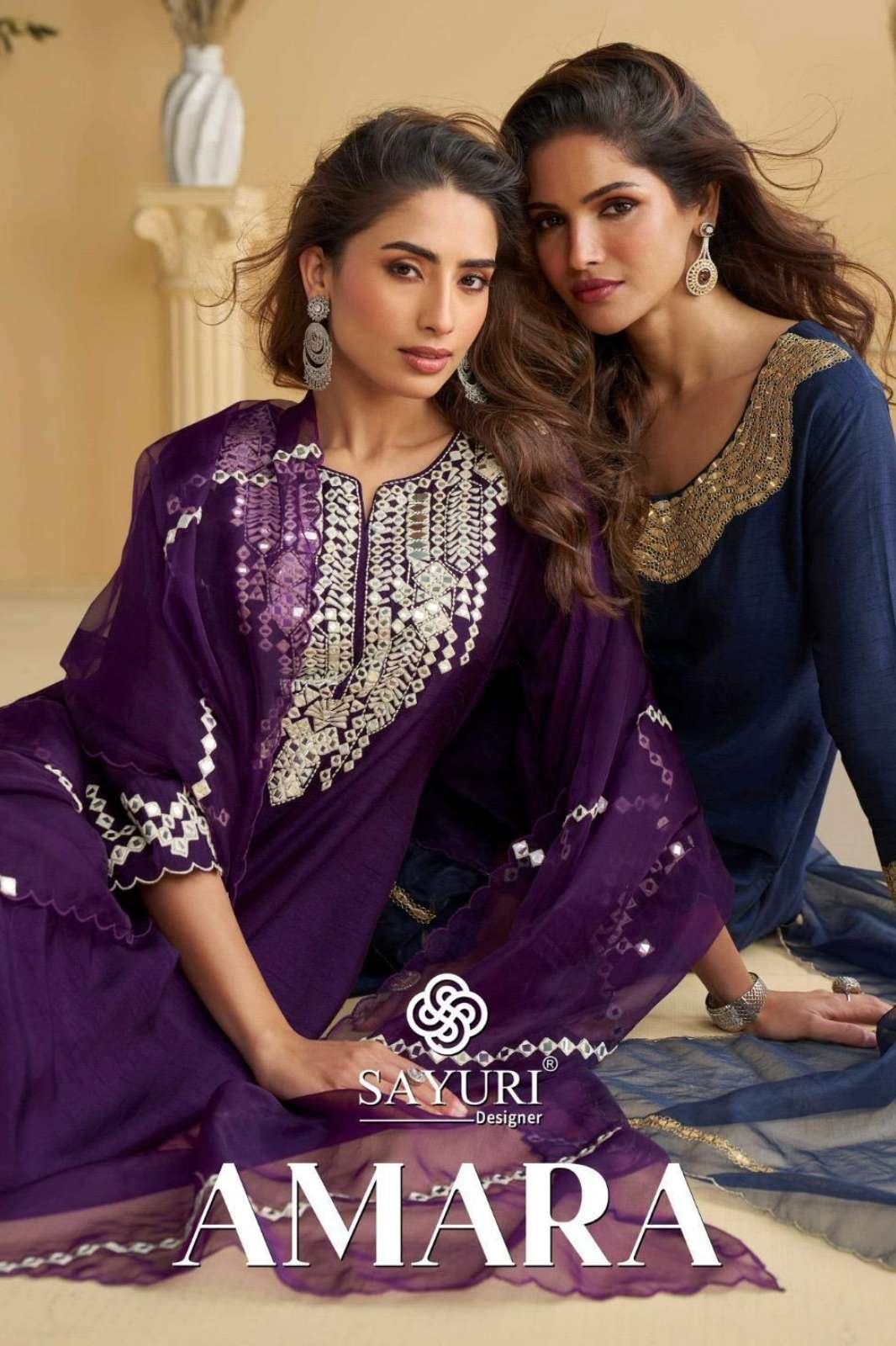 SAYURI AMARA READY TO WEAR PREMIUM REAL SILK EMBROIDERED & MIRROR WORK SUIT