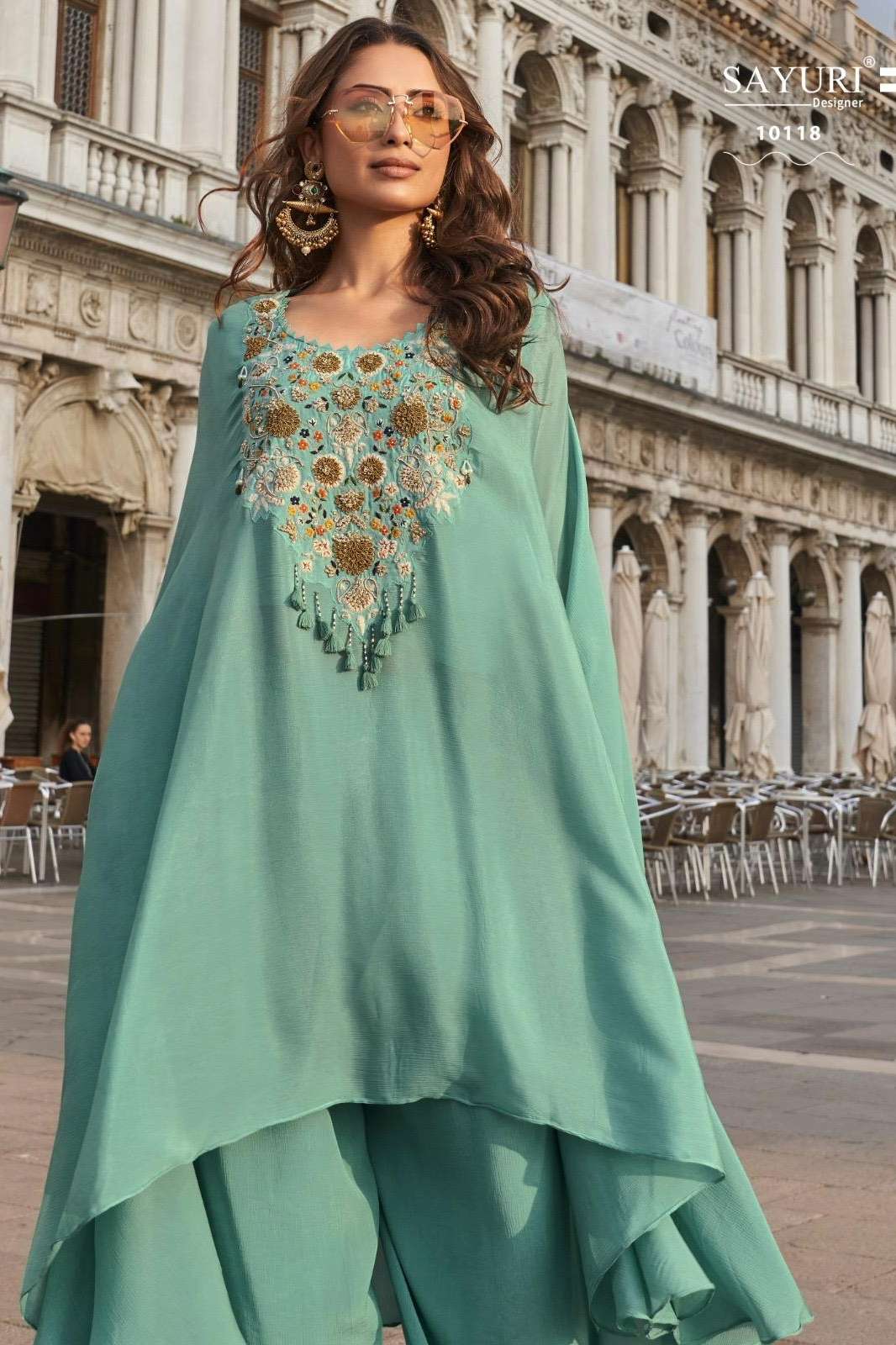 SAYURI AVIKA READY TO WEAR PREMIUM FRENCH CREP SILK INDO WESTERN DRESS