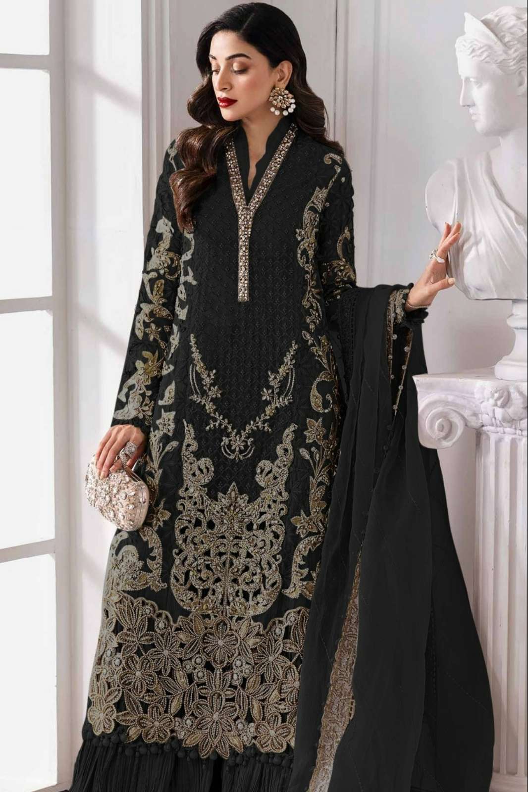 SERINE S 743 FOX GEORGETTE PAKISTANI SUIT WITH EMBROIDERY & HANDWORK 