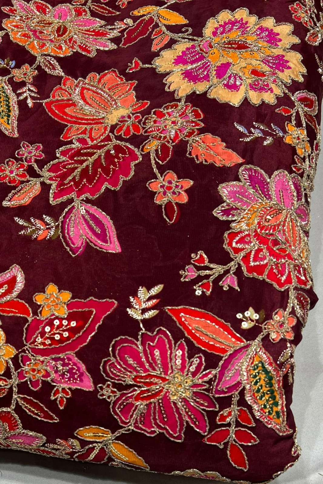 Shri Balaji Emporium 1075 Pure Crepe Position Print Embroidered Designer Fabric