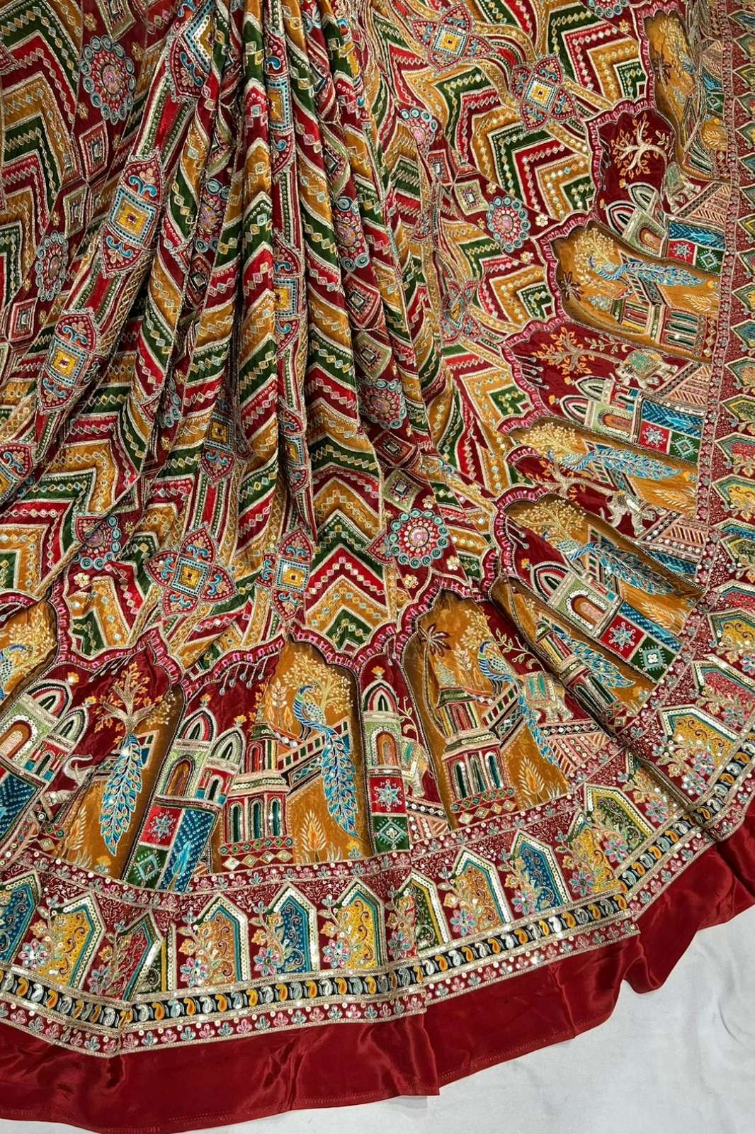 Shri Balaji Emporium 1078 Pure Crepe Position Print Embroidered Designer Fabric