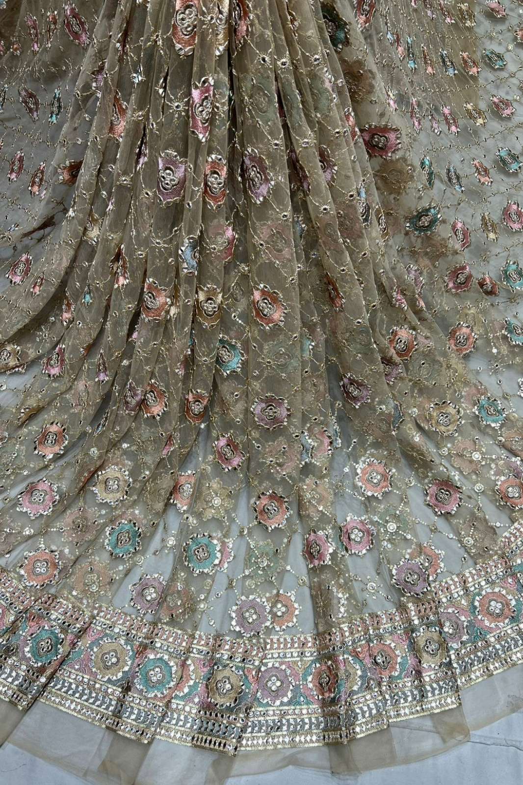 Shri Balaji Emporium 1083 Net Multi Thread Embroidered Designer Fabric