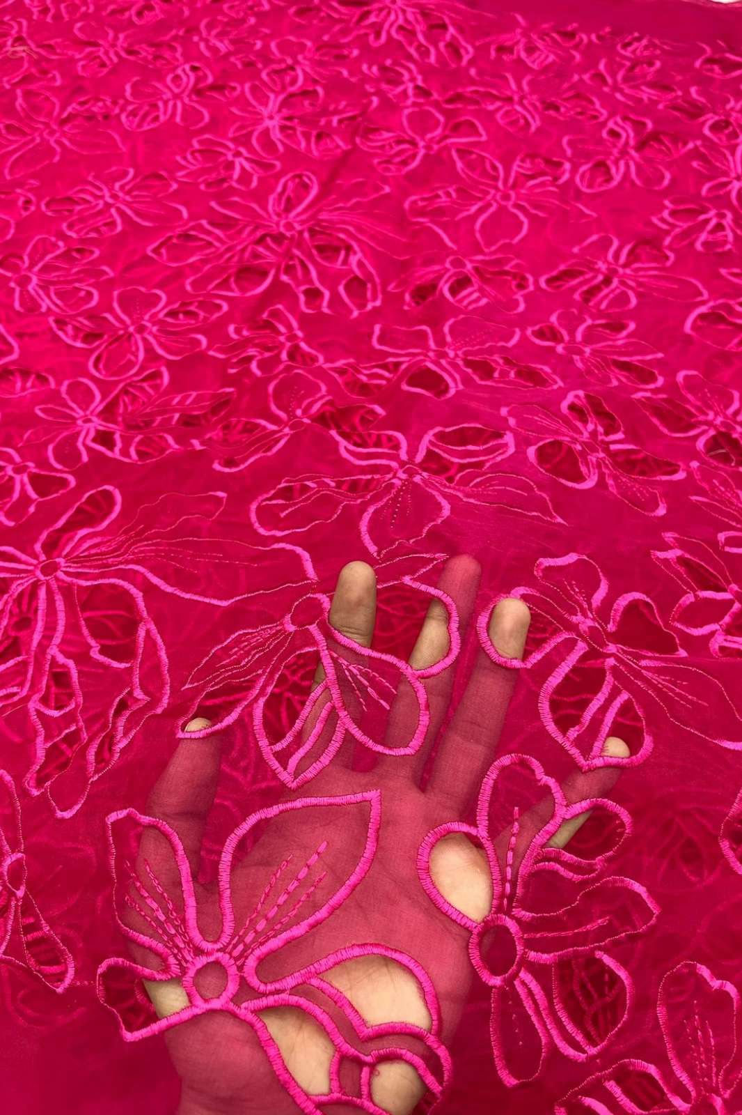 Shri Balaji Emporium 1085 Pure Orgenza Applique Cutwork Designer Fabric