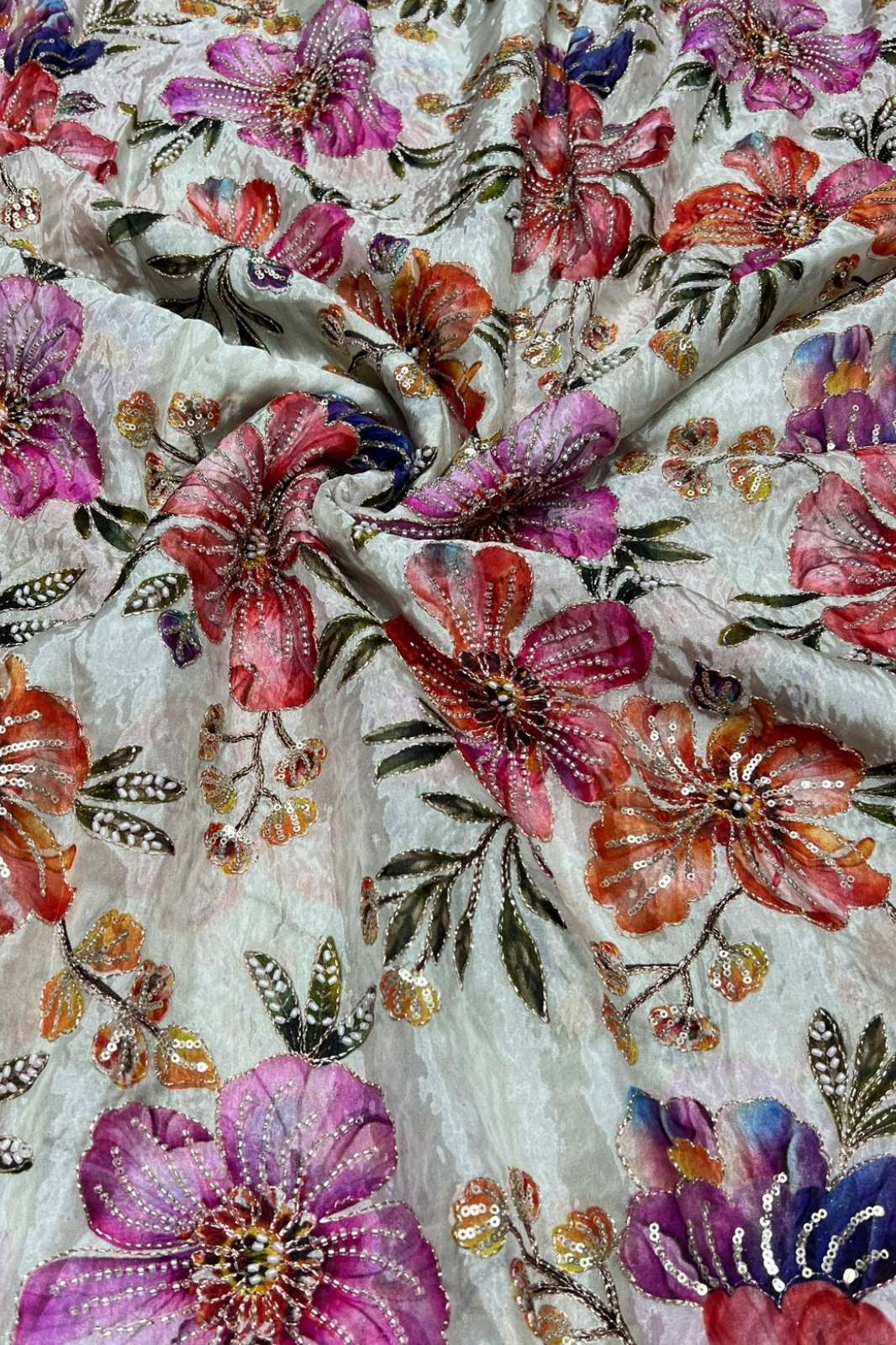 Shri Balaji Emporium 1087 Organza Position Print Embroidered Designer Fabric