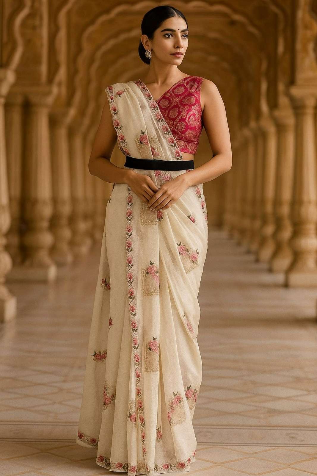 Shri Balaji Emporium BT1296 Beautiful Pure Glod Crush Silk Embroidered Saree