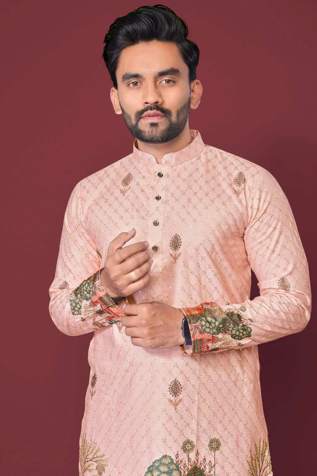 Shri Balaji Emporium Desi Boy Look Designer Rayon Cotton Kurta Pajama