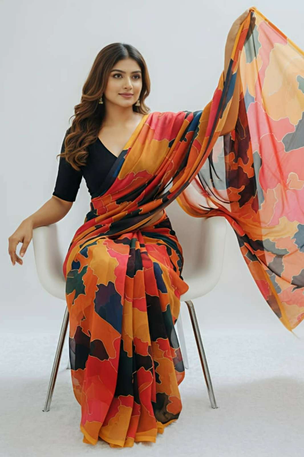 Shri Balaji Emporium MOSAIC SILK Designer Georgette Saree