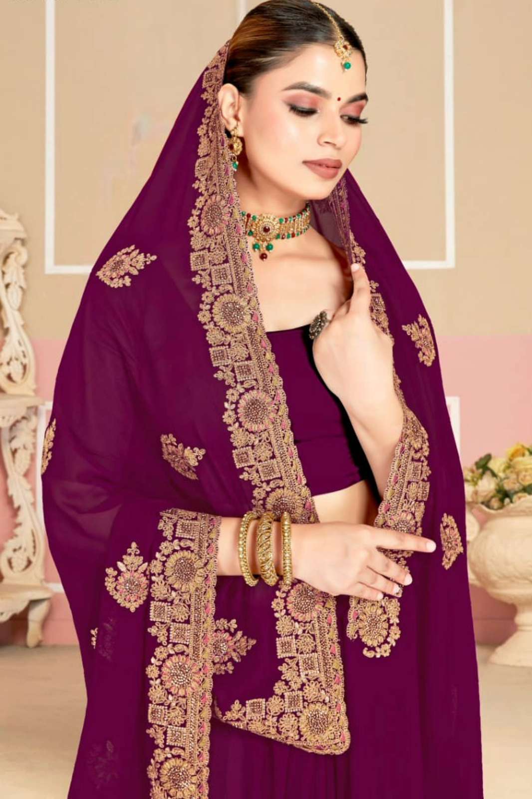 Shri Balaji Emporium NF WEDLOCK Beautiful Georgette Embroidery Work Saree