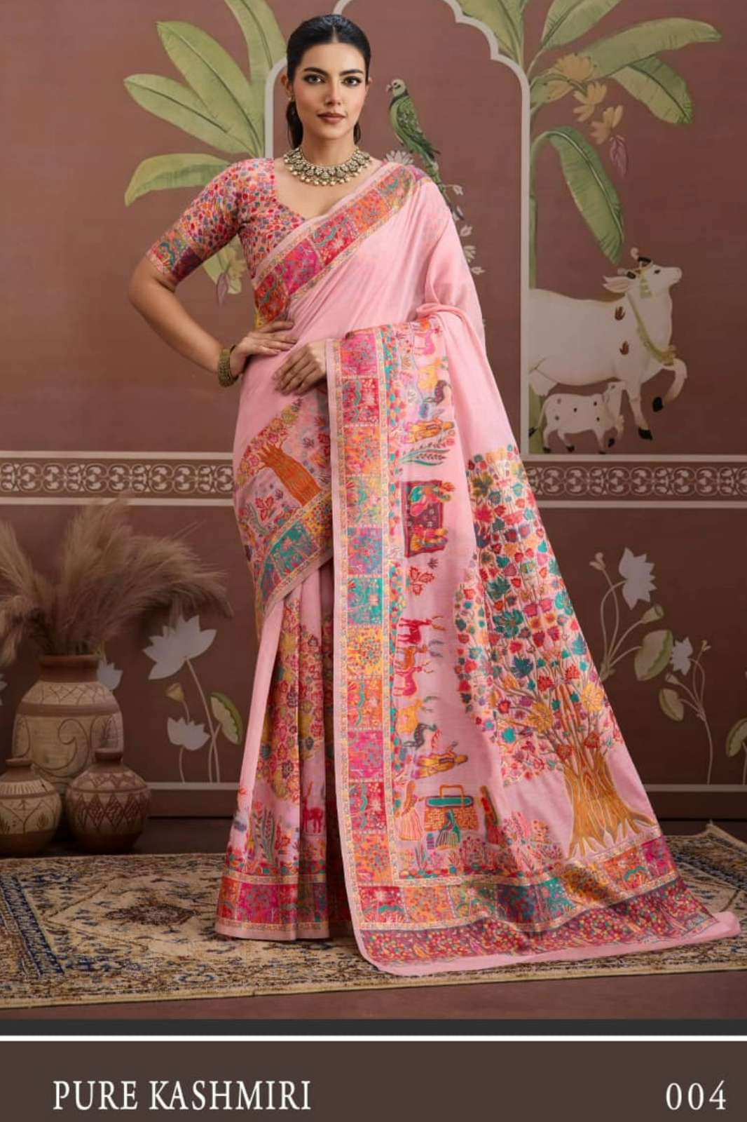 Shri Balaji Emporium PURE KASHMIRI MODAL COTTON PASHMINA WEAVING SAREE