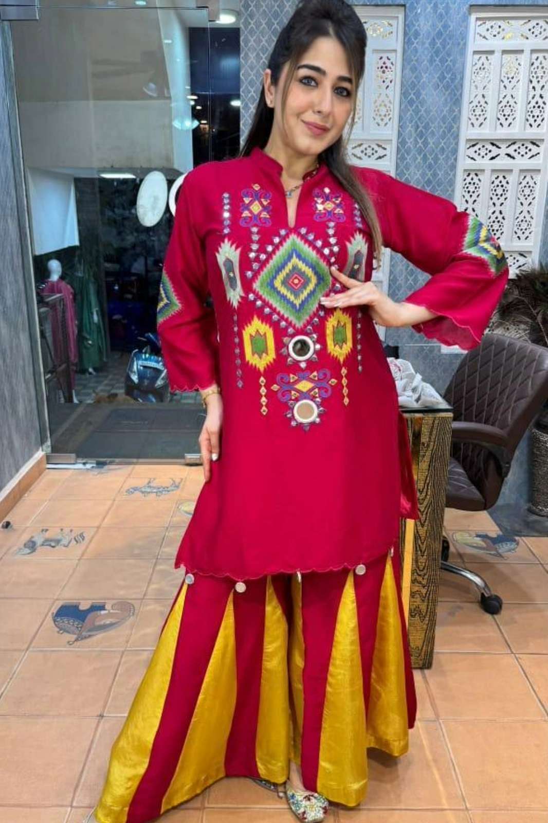 Shri Balaji Emporium RF 17872 Beautiful Embroidery Work Cotton Dress 